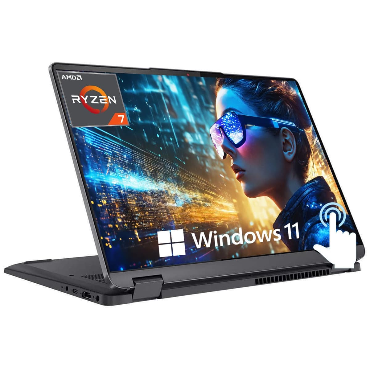 Lenovo Flex 5 Laptop, 14 pulgadas Pantalla táctil IPS 2.2K, 2 en 1, AMD Ryzen 7 5700U, Teclado retroiluminado, Lector de huellas, Larga duración de batería, Windows 11, con paquete WOWPC (16GB RAM | 2TB SSD PCIe)