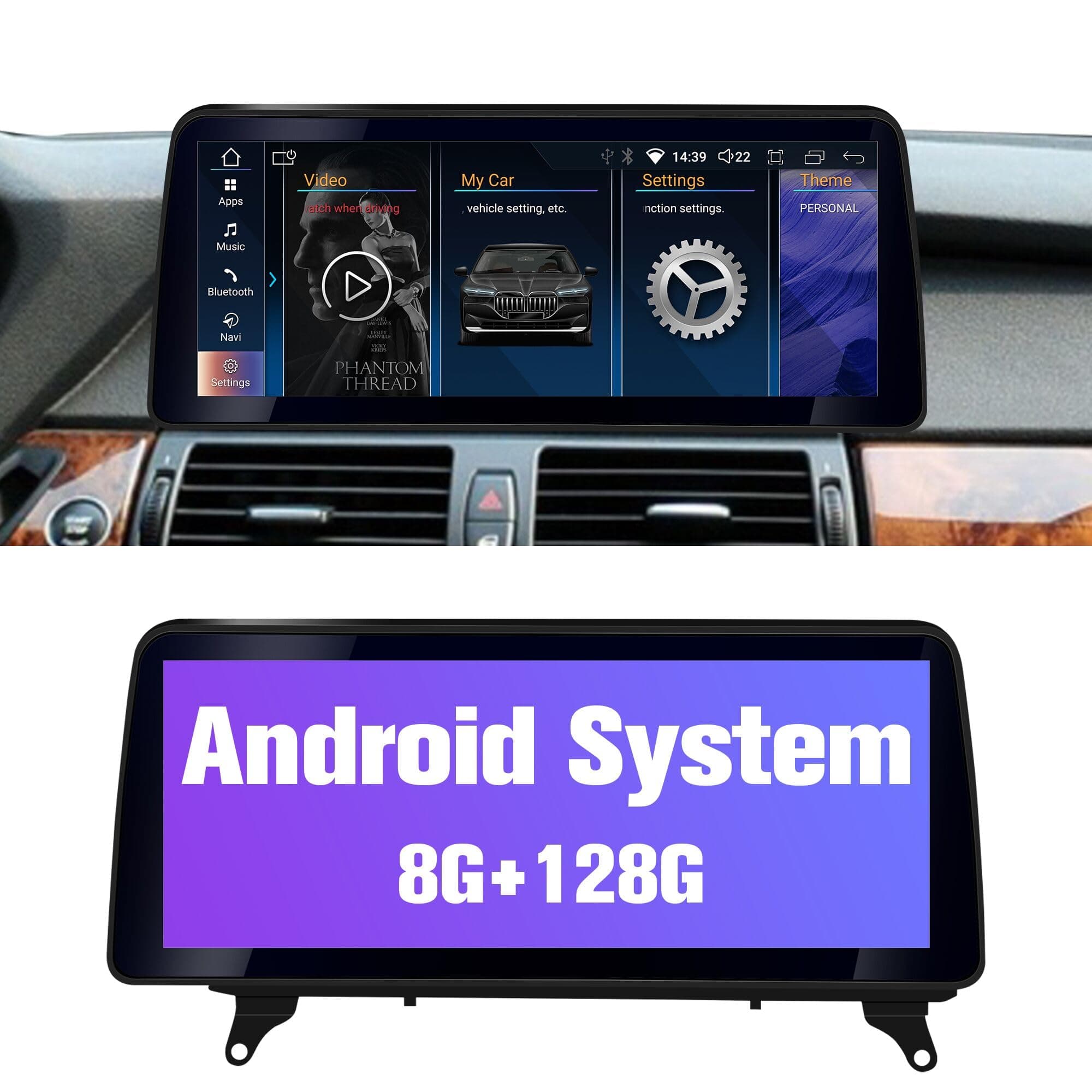 Pioowirk Autoradio 12.3" Android 8+128GB con Apple CarPlay para BMW E70/E71 CCC (2007-2010) 12.3E70CCC128G