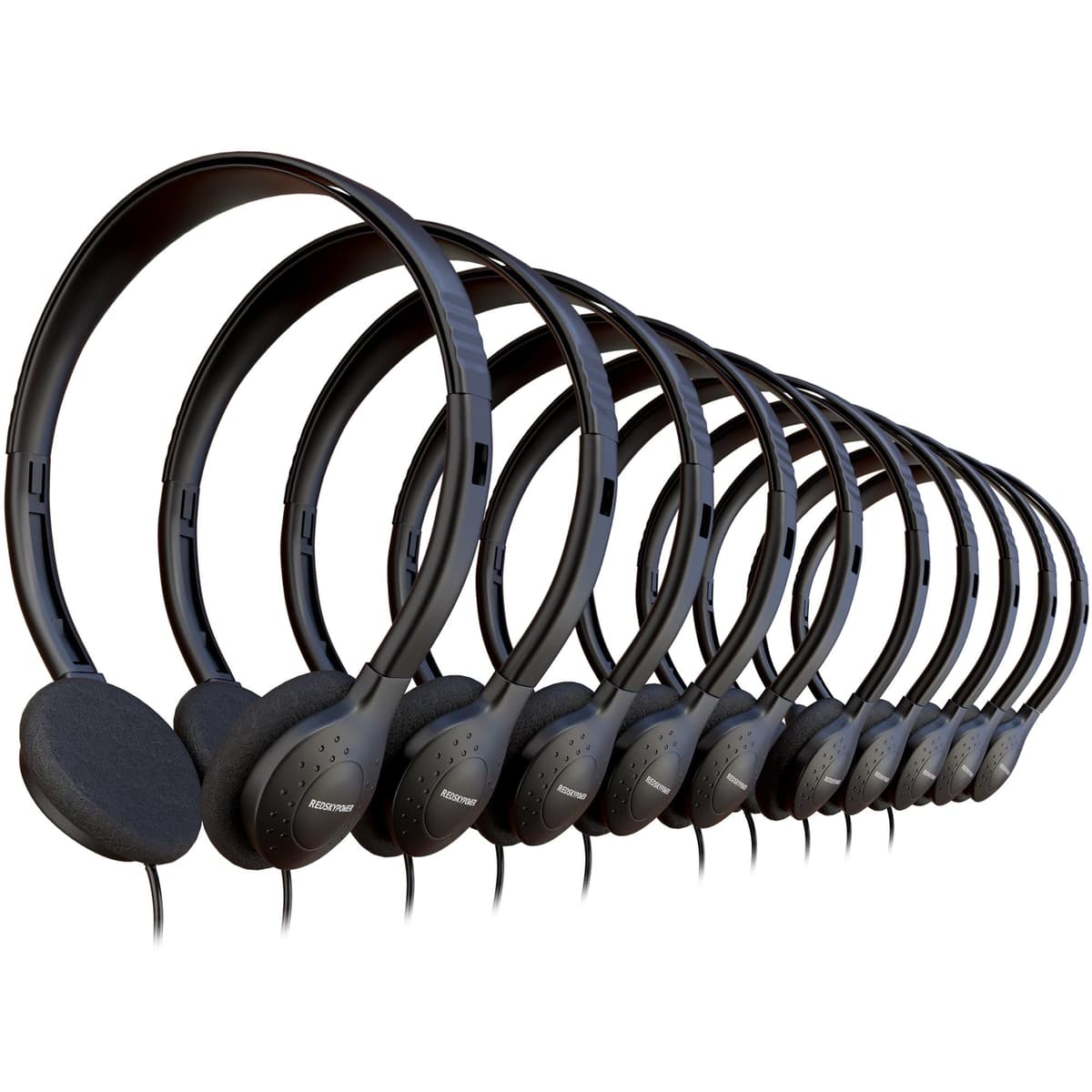 RedSkyPower Audífonos con cable por 1000 unidades, 3.5 mm, cable de 4 ft, color negro FS2UBTXHLB