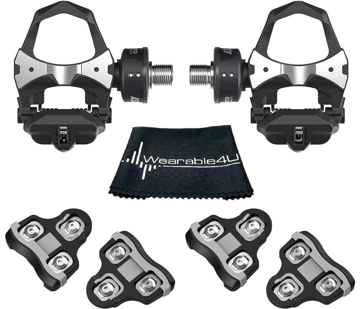 Wearable4U Favero Assioma DUO Pedales con medidor de potencia, cleats negras 0° y paño de limpieza