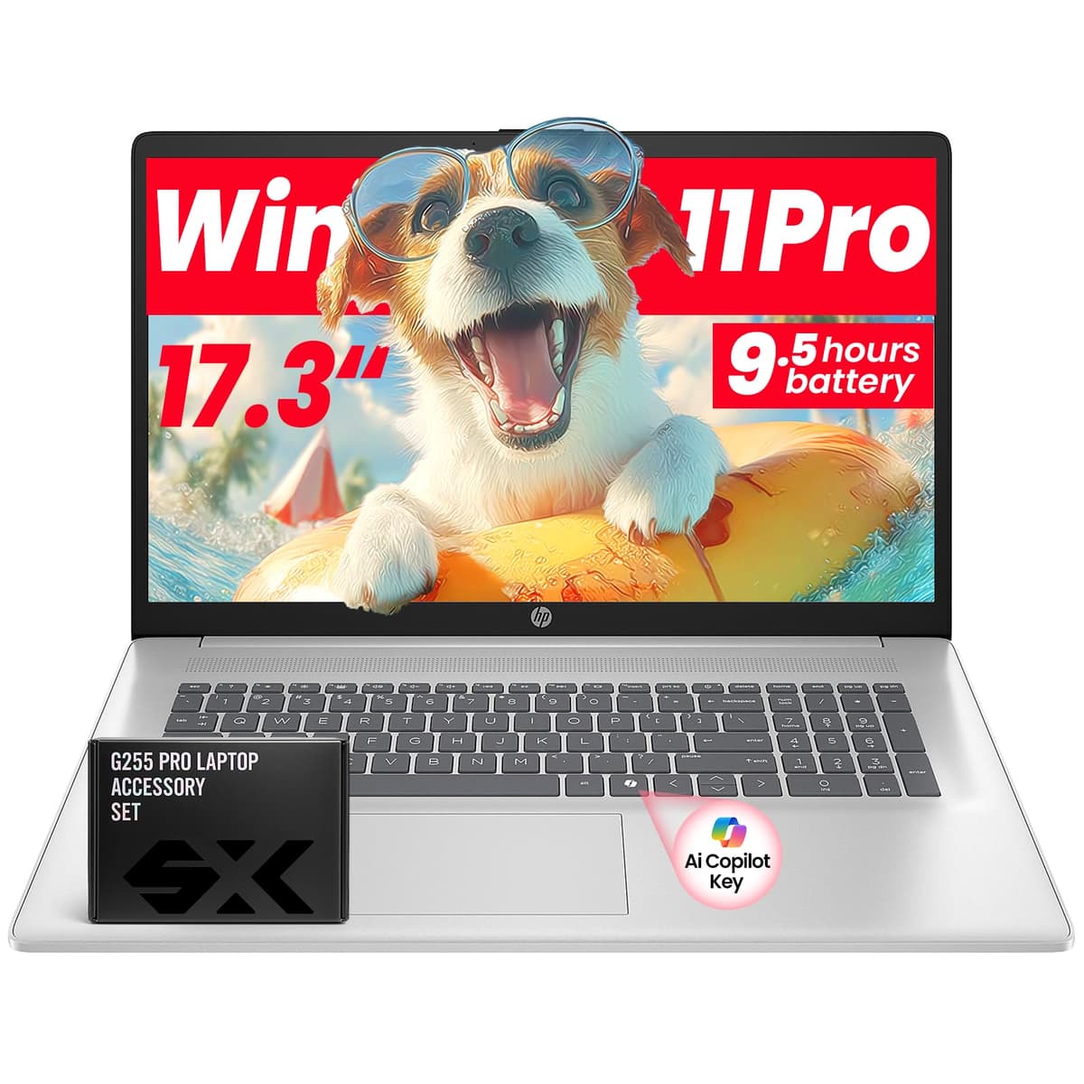 HP Flagship 17 FHD para Estudiantes y Negocios, Intel Core i3 (8 núcleos) | Tecla Copilot AI | Windows 11 Pro | Larga duración de batería | Kit de accesorios SXK (32GB RAM | 2TB SSD)
