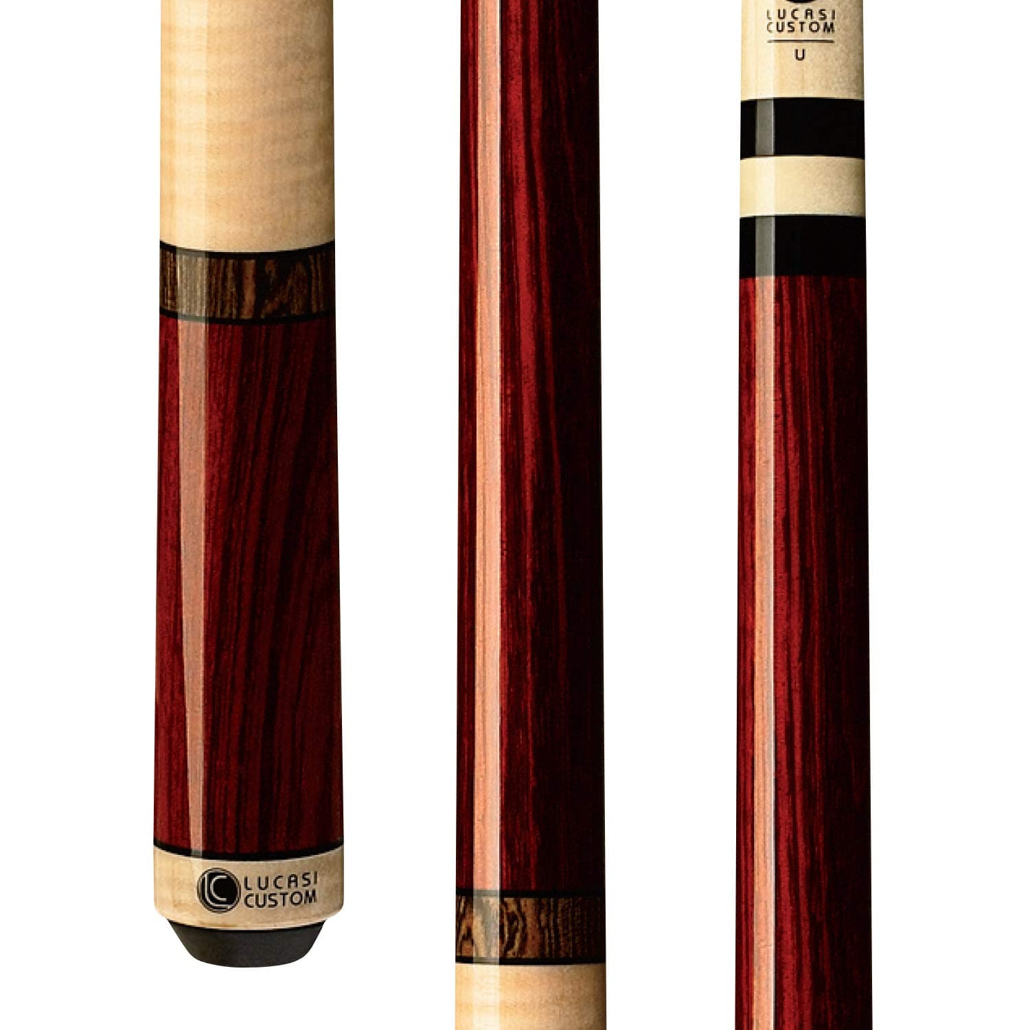 LUCASI Custom Rengas y Curly Maple Pool Cue con Anillos Bocote, 20.5oz LZC11