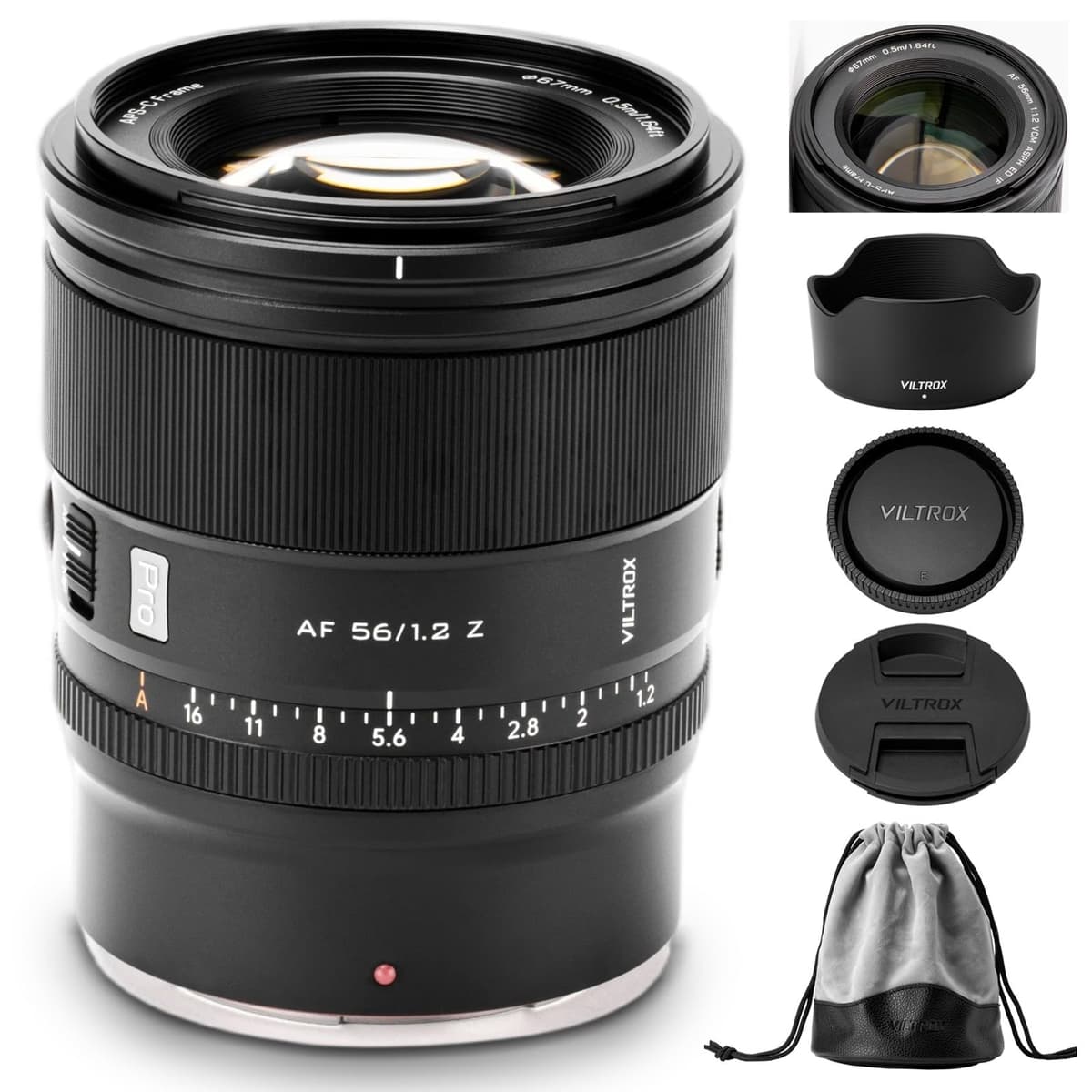 VILTROX 56 mm F1.2 Pro Z-Mount APS-C para Nikon, objetivo prime gran apertura con autofoco para cámaras Nikon Z (Z30 Z50 Z50II ZFC Z5 Z5II Z6 Z6II Z6III Z7 Z7II Z8 Z9 ZF ZR) ES-US-VT-00024