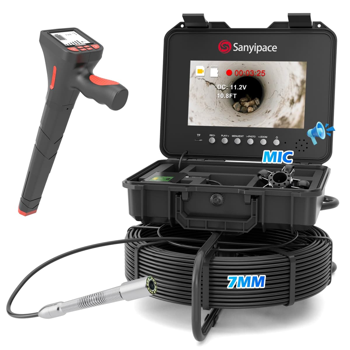 Sanyipace Cámara de Inspección de Cañerías 70 m / 230 ft con localizador y pantalla 10.1" Replacement Cable