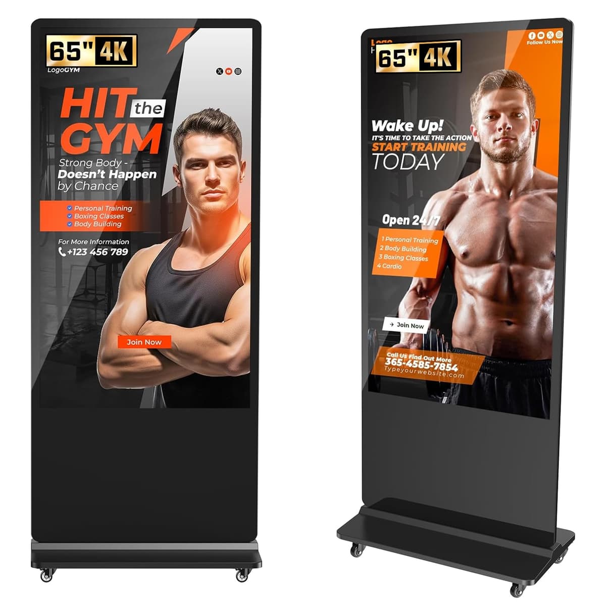 JASZDOT Kiosk Digital Signage 65'' Non-Touch Android con USB/HDMI/WiFi Digital Signage Display