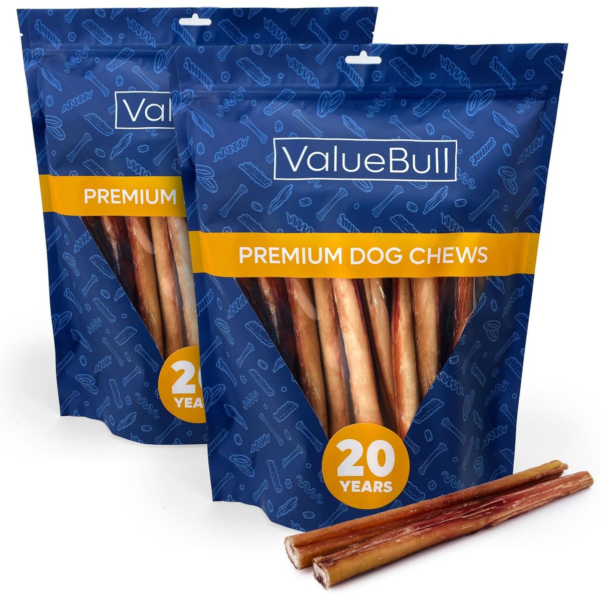 ValueBull Palos de Bully para Perros, Jumbo de 12 Pulgadas, 50 Contenido - Golosinas Naturales para Perros, 100% Carne de Res, Ingrediente Único SM12JB