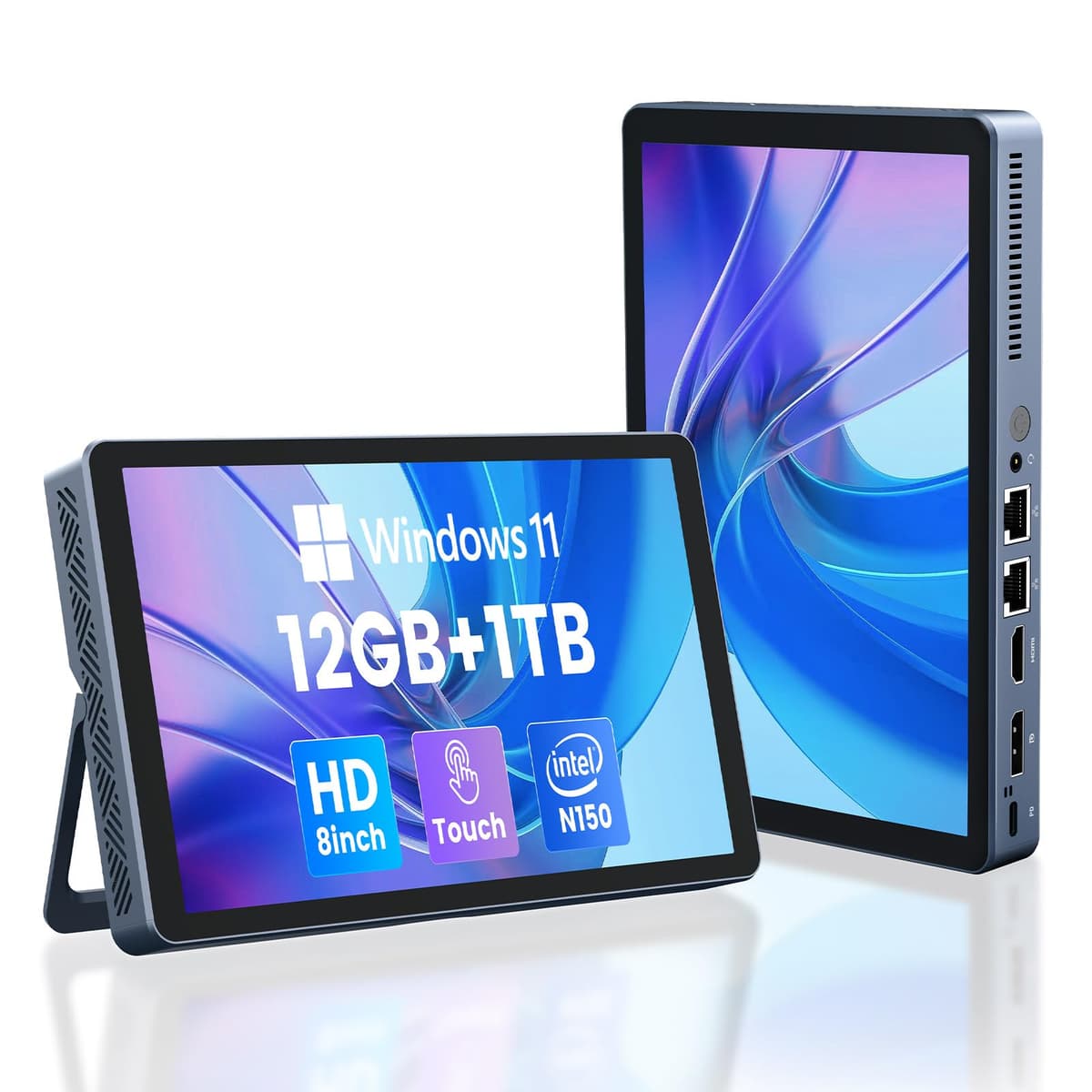 KOOTIGERS KT-N80 Mini PC N150, 12GB DDR5, 1TB SSD, Pantalla LCD, Dual 4K@60Hz, Dual 1000M LAN, WiFi6, BT5.2, Win11 Pro
