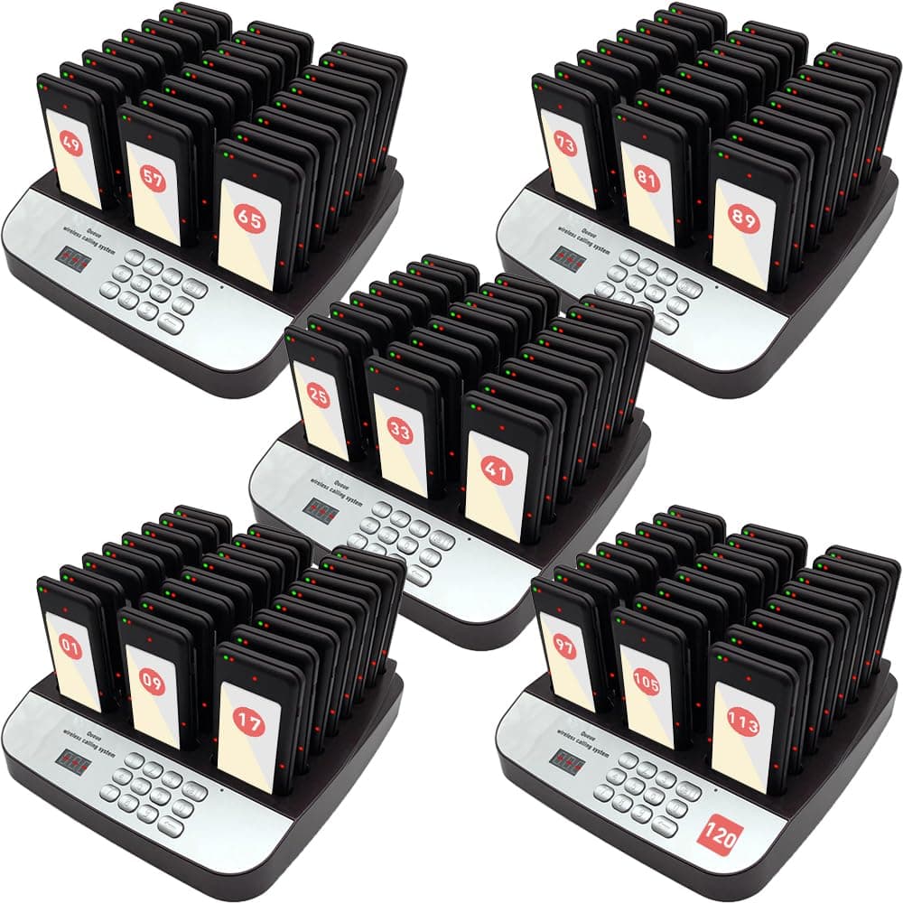 Corum Security NOLAS Restaurant Pager System - Juego de 120 pagers con 5 transmisores