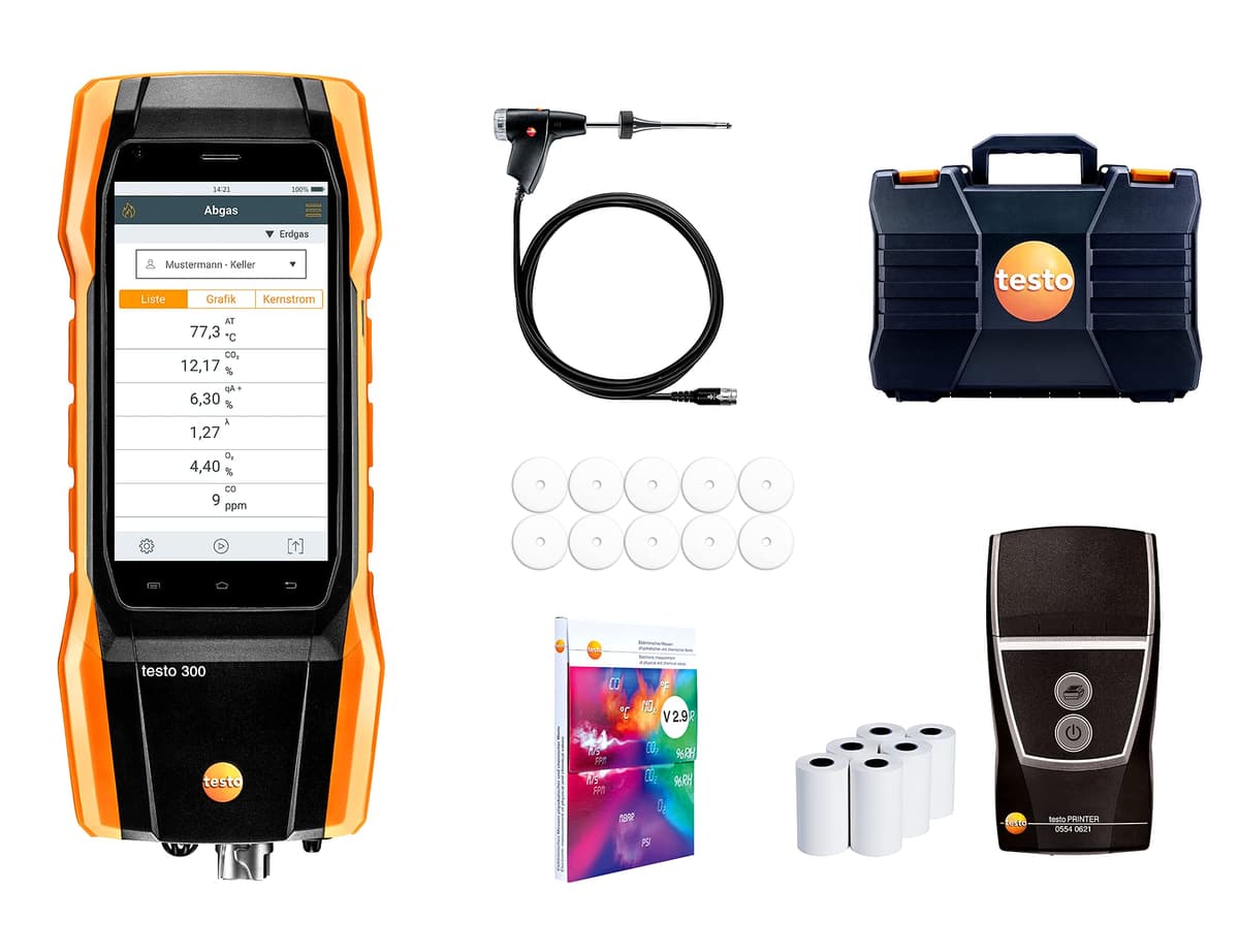 testo 300 Kit 0564 3004 79 - Analizador de combustión comercial con impresora Bluetooth