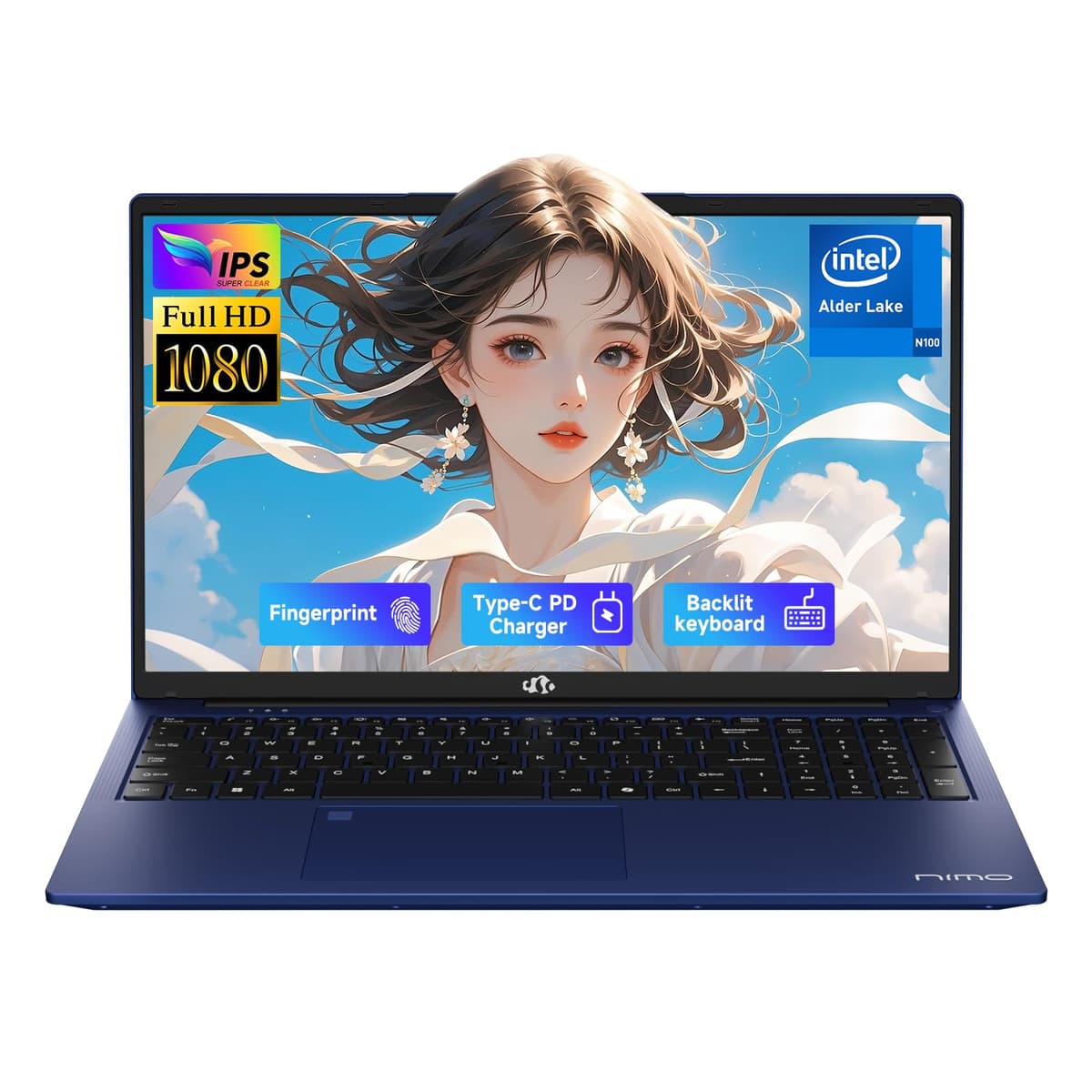 NIMO Laptop Estudiantil 17.3" FHD IPS - 16GB RAM 512GB SSD, Intel Pentium N100 de 4 núcleos (rendimiento similar a i3-1115G4, hasta 3.4 GHz), Carga 65W Type-C, Garantía 2 Años, Lector de Huellas, Teclado Retroiluminado, Wi-Fi 6, BT5.2 NIMO N176