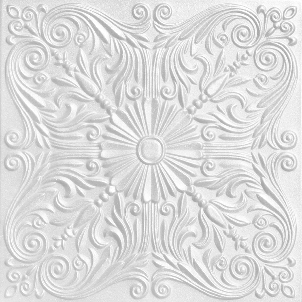 À LA MAISON CEILINGS R139 Spanish Silver Foam Glue-up Ceiling Tile, Pack de 144, White Heron R139wh-144