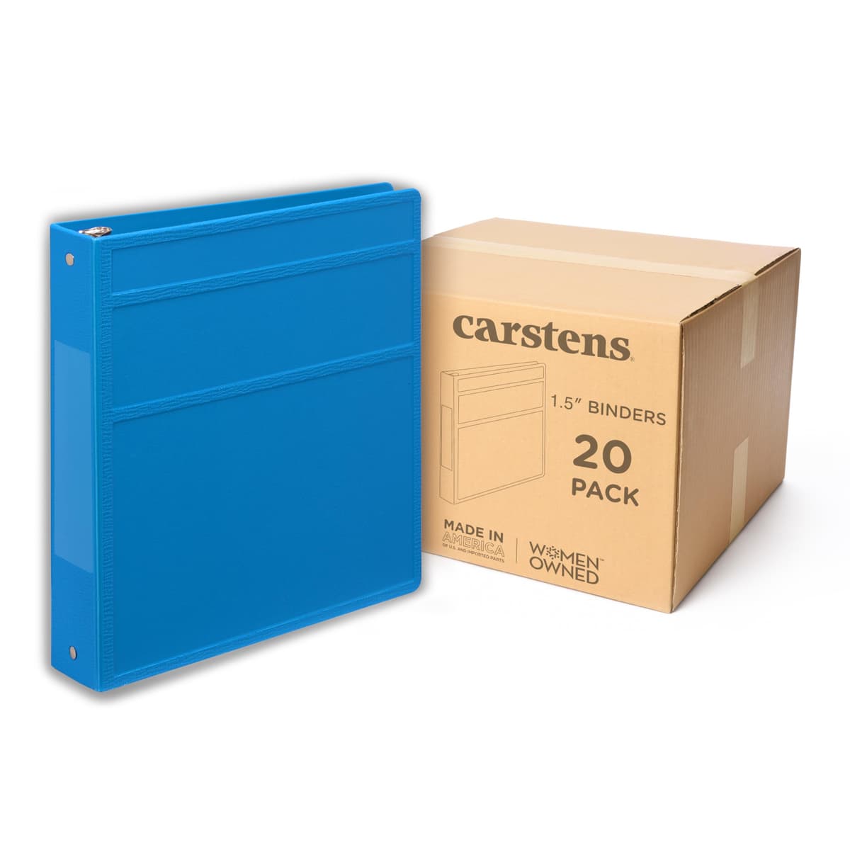 Carstens 1.5-Inch Heavy Duty 3-Ring Binder - Side Opening, Pool Blue, 1.5" rings, resistente, sin bolsillos, hecho en USA (1541-3R) 1541-3RCS