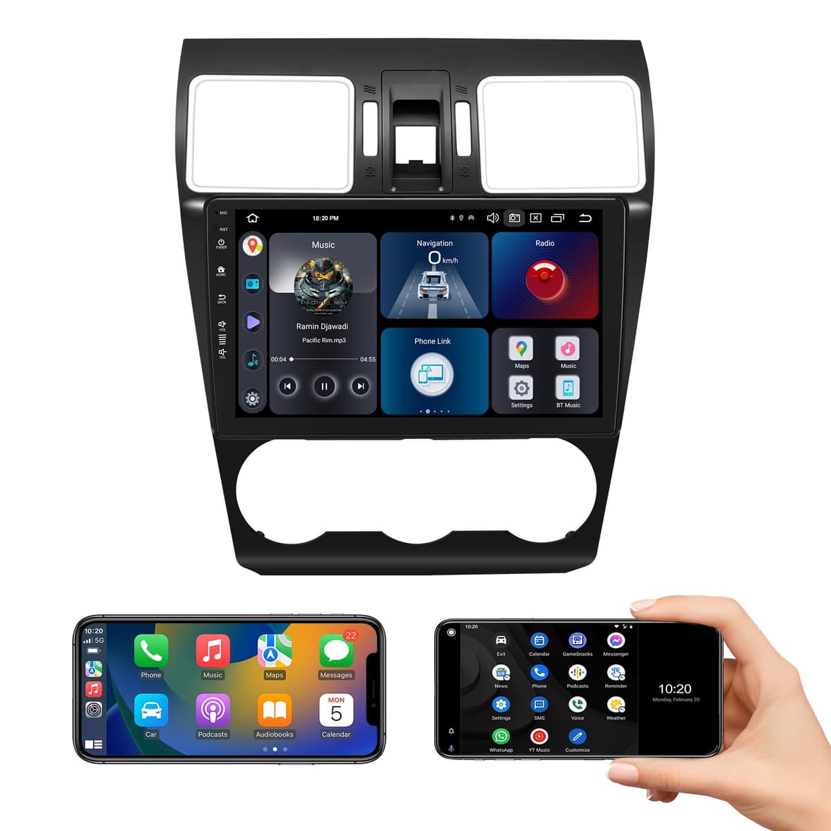 Roadanvi X12 9" 8G+128G Estéreo para auto para Subaru Forester (2015-2018) y Subaru WRX (2016-2021) CarPlay Android Auto WiFi 4G Bluetooth GPS QLED