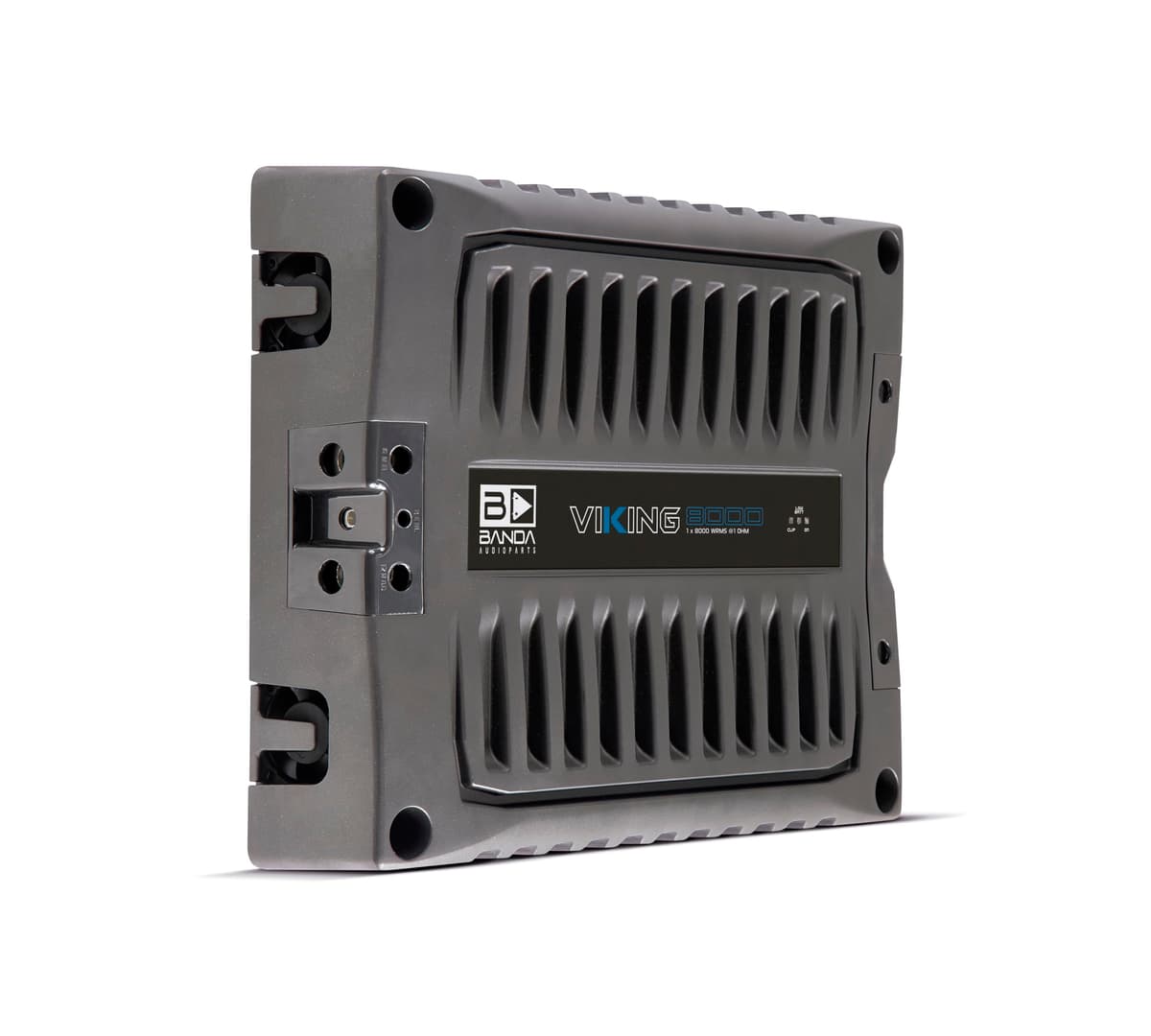 Banda VIK8000.1BK New Viking Amplificador de Auto 8000 Watts RMS Altavoz Audio 1-Ohm Rango Completo Chasis de Aluminio Indicadores LED - Negro