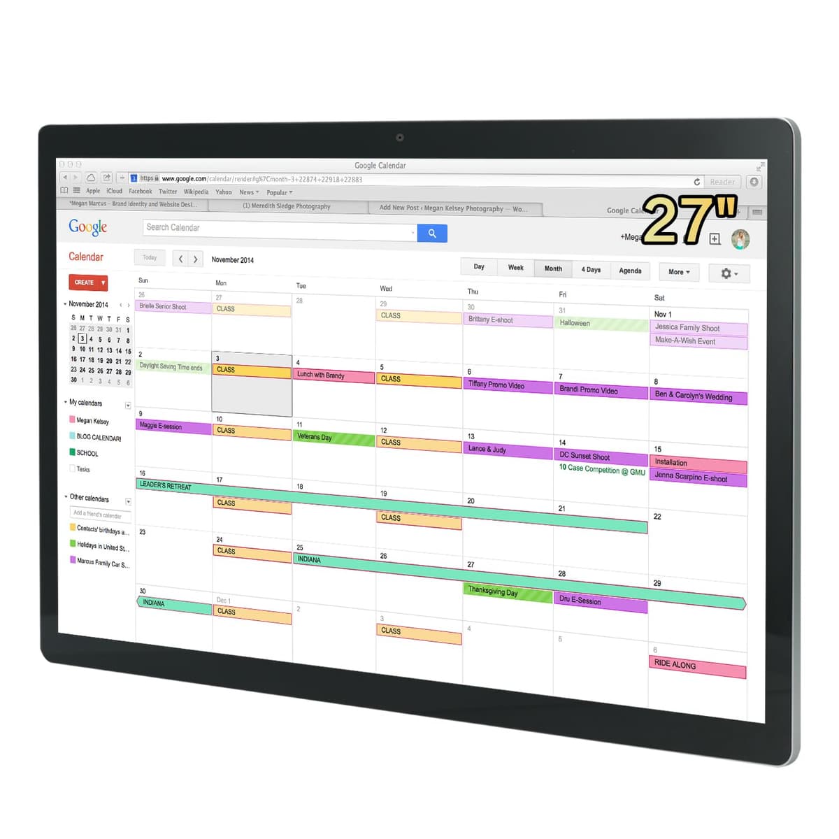 TouchWo TD270B Calendario digital táctil 27" con parlantes y cámara, montaje en pared y soporte de escritorio