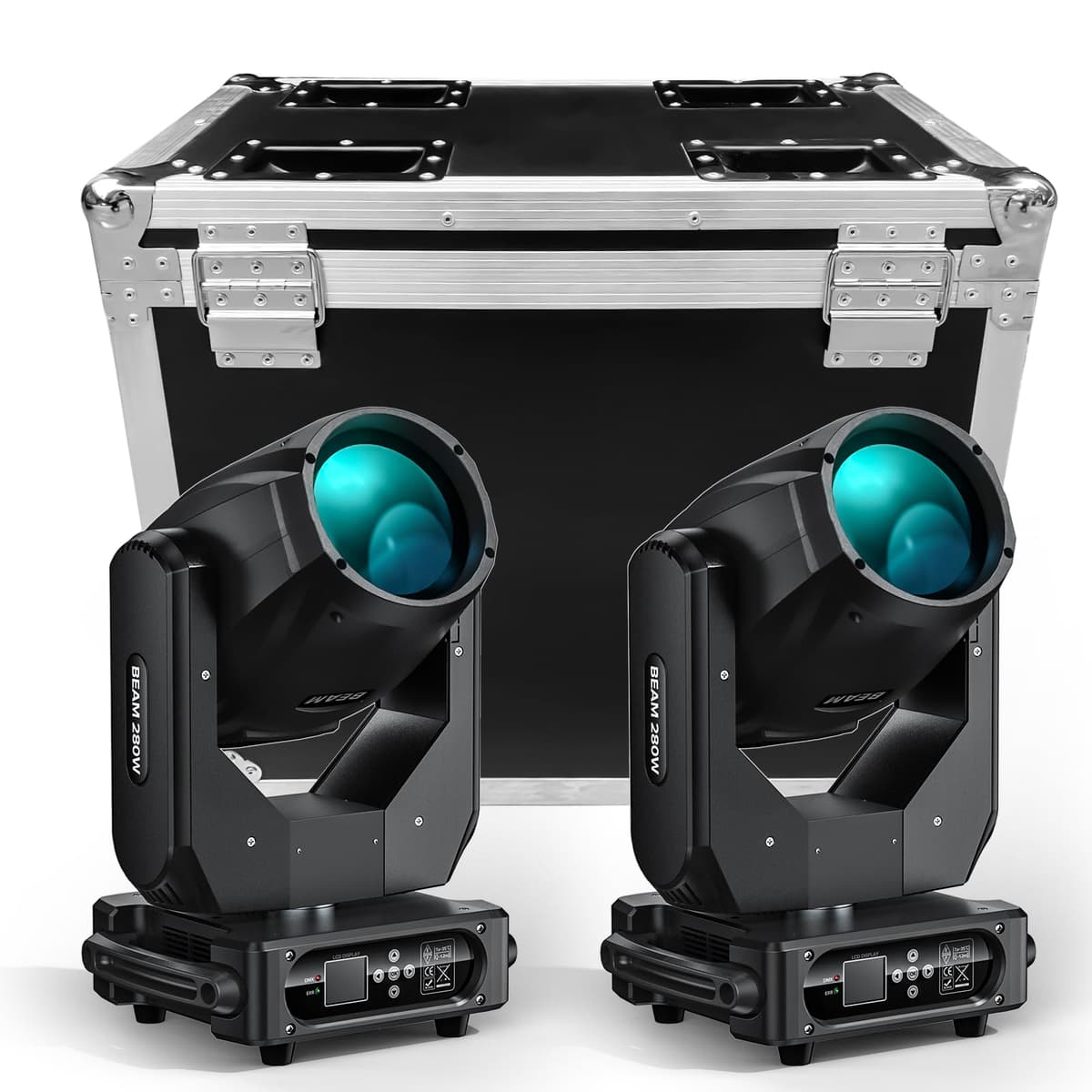 WZYBUTA Moving Head Lights 280W (Pack x2) con Flight Case - 17 Gobos, 15 Colores, DMX512 ZQ02229X2HUS