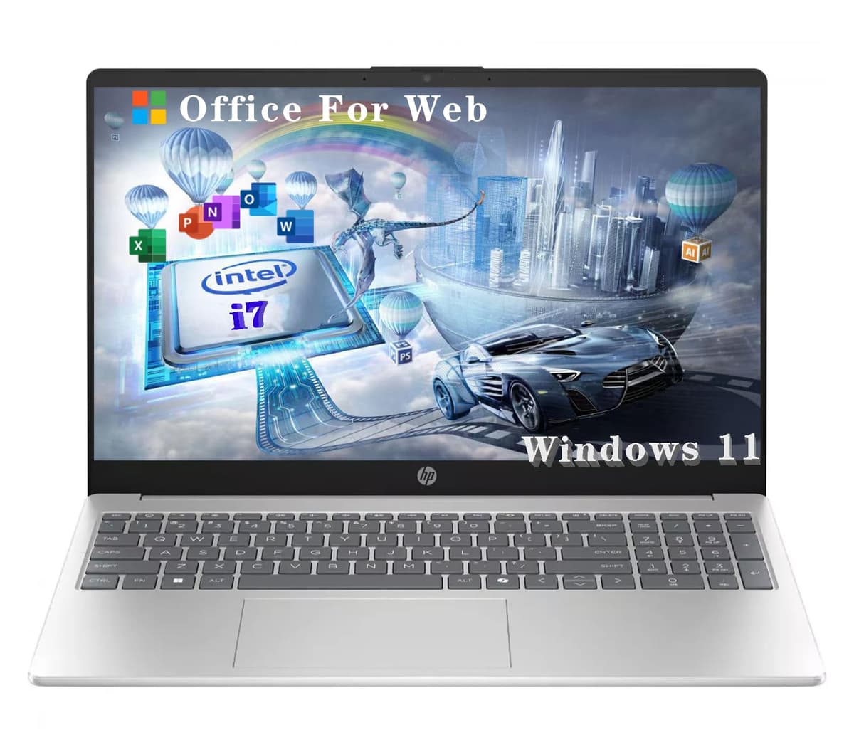 HP Laptop 15.6", Notebook con pantalla IPS FHD de 15.6", Intel Core i7-1255U de 12ª generación, Office 365 para la web de por vida, teclado numérico, cámara web, HDMI, Wi-Fi, Windows 11 Home, Plateado Natural (16GB RAM | 512GB SSD) hp 15