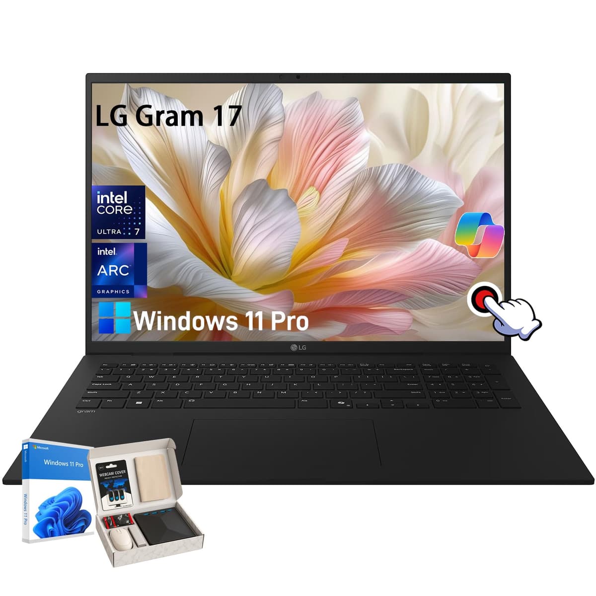LG Gram 17 táctil 2025 - Pantalla táctil WQXGA de 17", Intel Ultra 7 Series 2, Gráficos Intel Arc, Wi-Fi 7, Copilot+PC, Windows 11 Pro, Computadora liviana (32 GB RAM, 4 TB SSD) LG Gram 17 Business Laptop