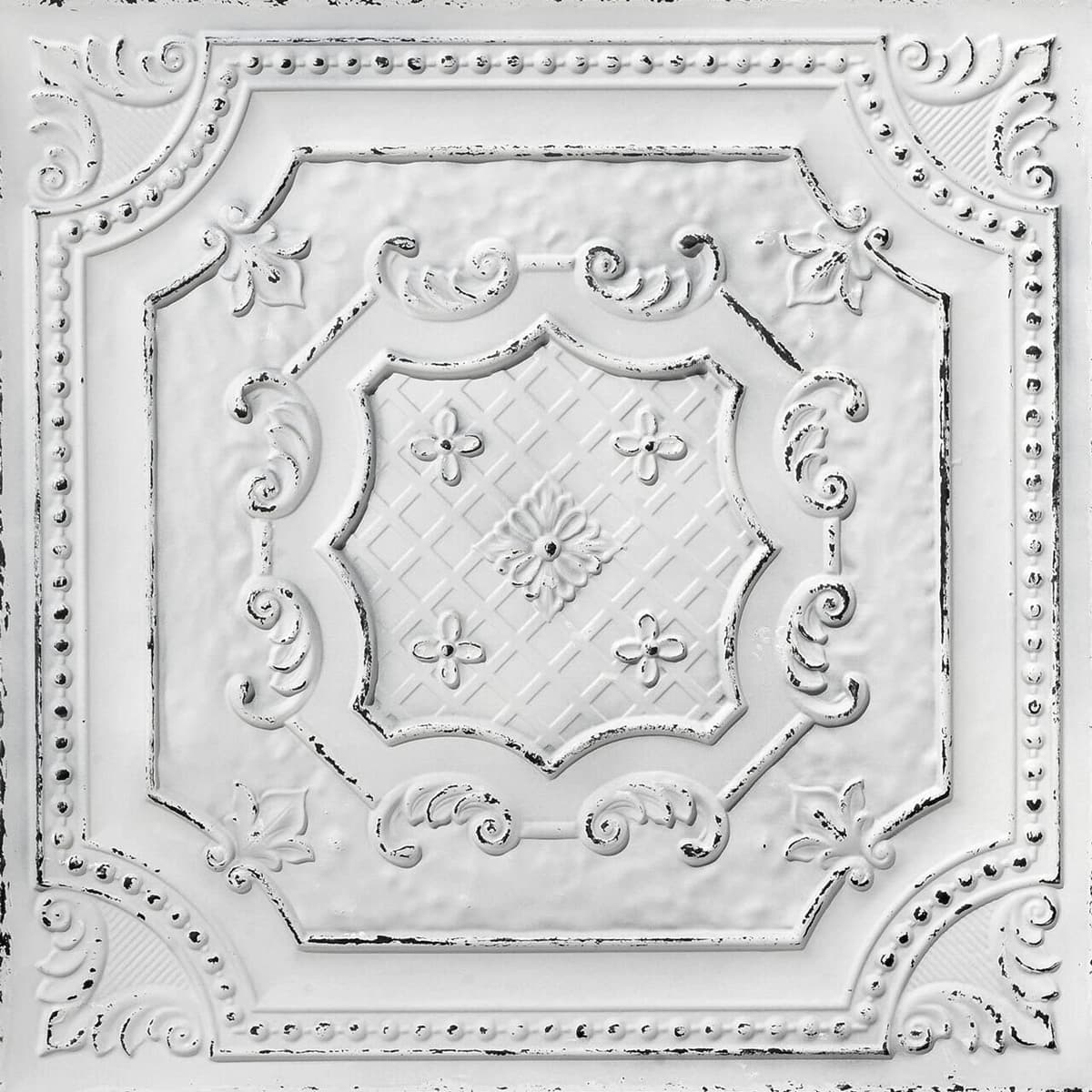 From Plain to Beautiful in Hours DCT04 Elizabethan Shield PVC 2' x 2' (Old Black White, 50 piezas) DCT04obw-24x24-50