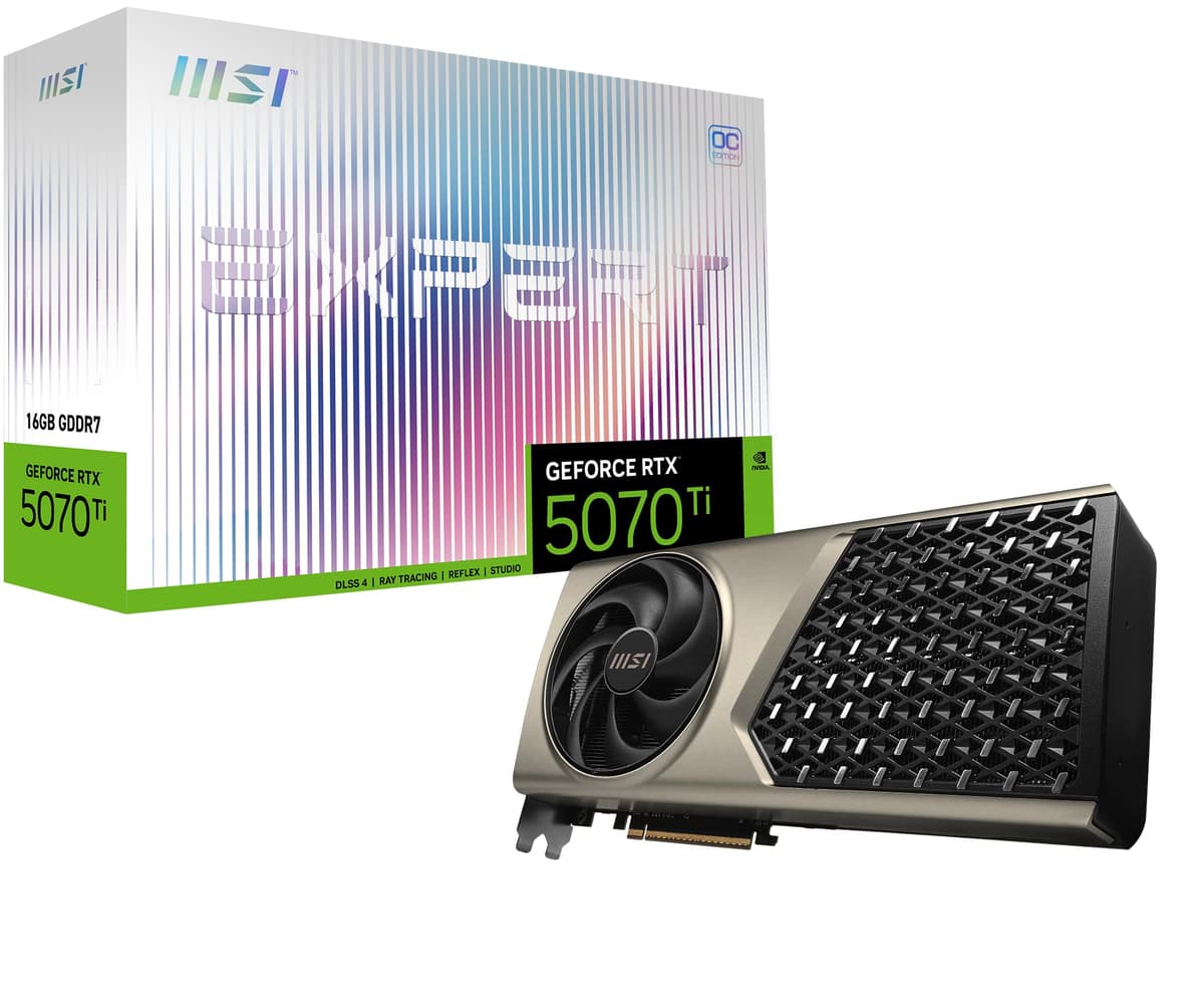MSI Gaming RTX 5070 Ti 16G Expert OC Tarjeta Gráfica (16GB GDDR7,256 bits, Rendimiento Extremo: 2588, DisplayPort x3 2.1a, HDMI 2.1b, Arquitectura NVIDIA Blackwell)