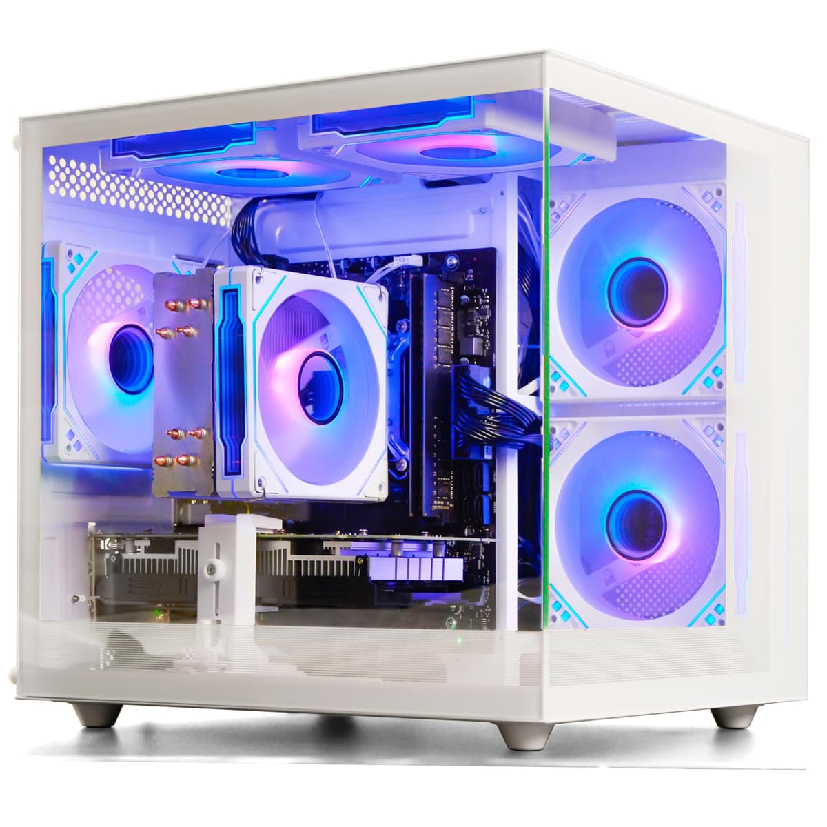 PC de Escritorio WIWB Gaming Ryzen 7 5700X, GeForce RTX 5060, 32GB RAM DDR4, 1TB SSD NVMe, WiFi 6, Torre Prearmada 4K para VR, Streaming, Hogar y Oficina (Blanco) wwr7mid