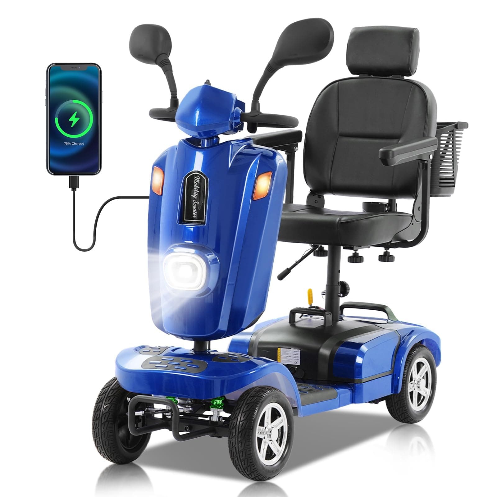 Mobicyc MS09 PLUS Scooter eléctrico heavy duty 500W, 400 LBS, 16/26 Miles, ruedas 10" con parabrisas