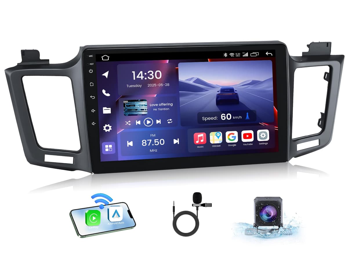 Jingelsye 8 NÚCLEOS 6+128 GB Radio para Toyota RAV4 2013-2018: Actualización a Android 13 Pantalla táctil 1280 × 800 con CarPlay inalámbrico/Android Auto inalámbrico/4G LTE/WiFi 5G/GPS/Bluetooth/AM/FM/DSP/SWC
