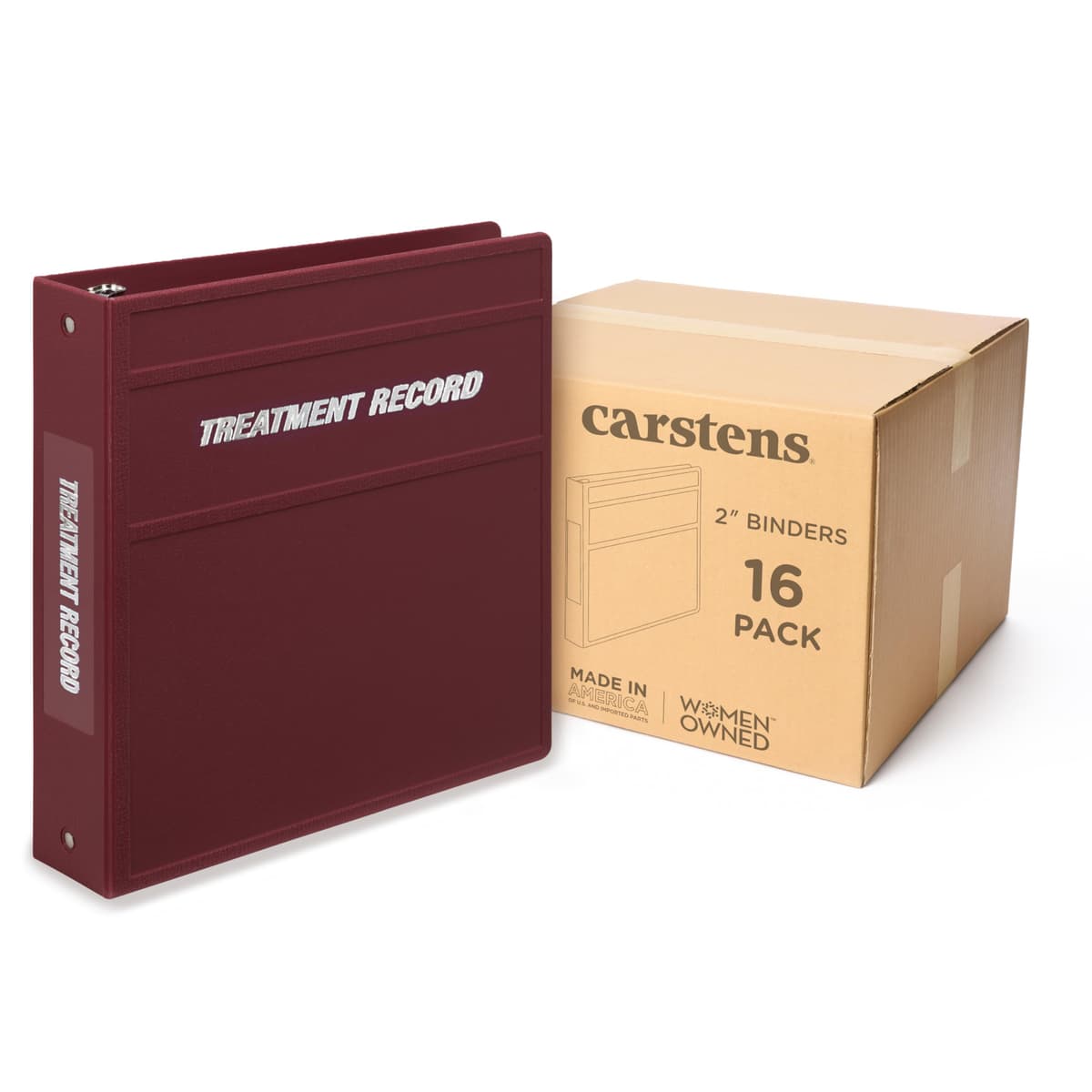 Carstens 2-Inch Heavy Duty Round Ring Binder para Treatment Administration Records - Side Opening Wine, Case of 16 (1766-3RCS)