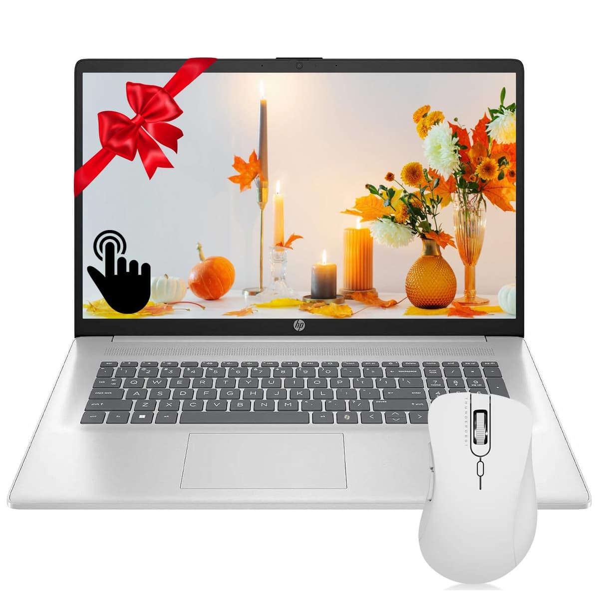 HP Notebook empresarial de 17 pulgadas Edición limitada Día de acción de gracias 2025, pantalla táctil, procesador Intel, 8 GB RAM, 128 GB eMMC + 512 GB SSD, cámara web, Wi-Fi 6, Windows 11, paquete con mouse inalámbrico Thunderobot ML101 TPN-I139