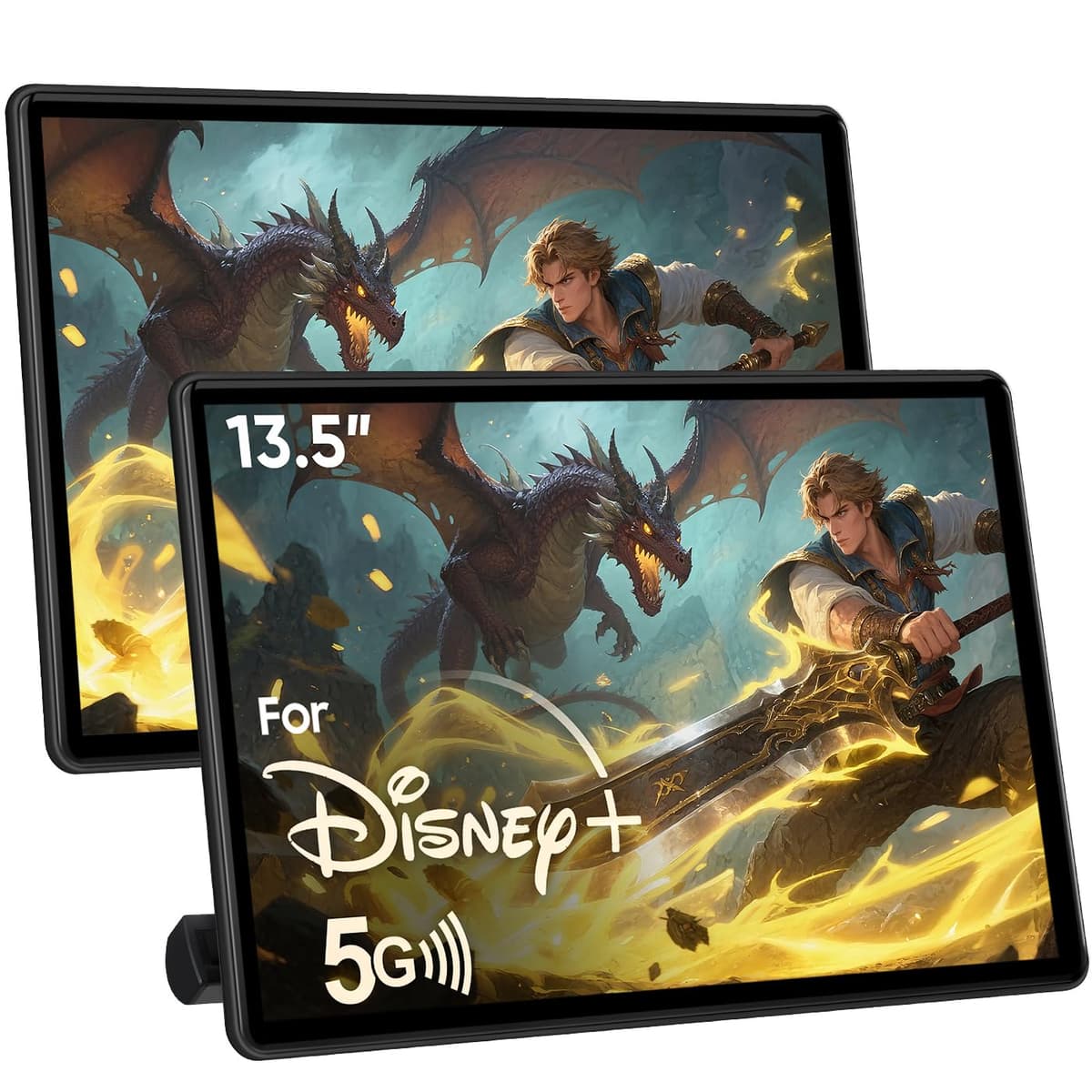 AINAVI Monitor de Reposacabezas de 13.5 pulgadas para Auto con Pantalla Táctil Android, HDMI, Duplicado de Teléfono, WiFi, Ranura SD, Bluetooth, Reproductor de Video para Auto (13.5 2G+32G (2PCS)) CA1350