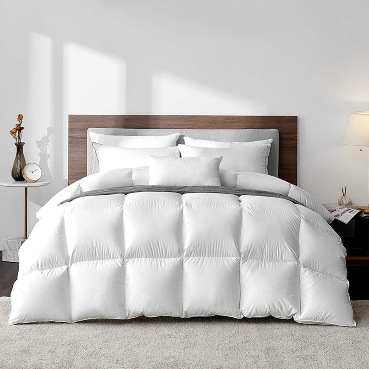 linens delight Highland Feather Plumón de Oca Hungara 750 Fill Power, Funda 500 hilos - Cal King Summer LD-3-GDHG-750-P
