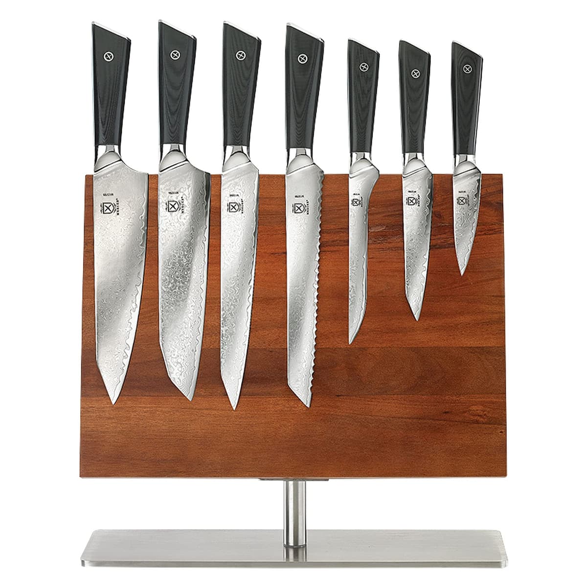 Juego de cuchillos Mercer Culinary Super Steel Premium 8 piezas con base magnética y mangos G10 M21947