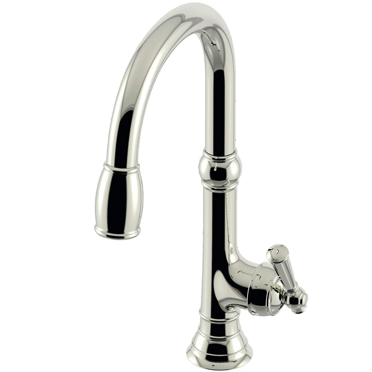 Newport Brass 2470-5103 Jacobean Grifo de Cocina con Mango de Palanca y Rociador Extraíble, Polished Nickel 2470-5103/15