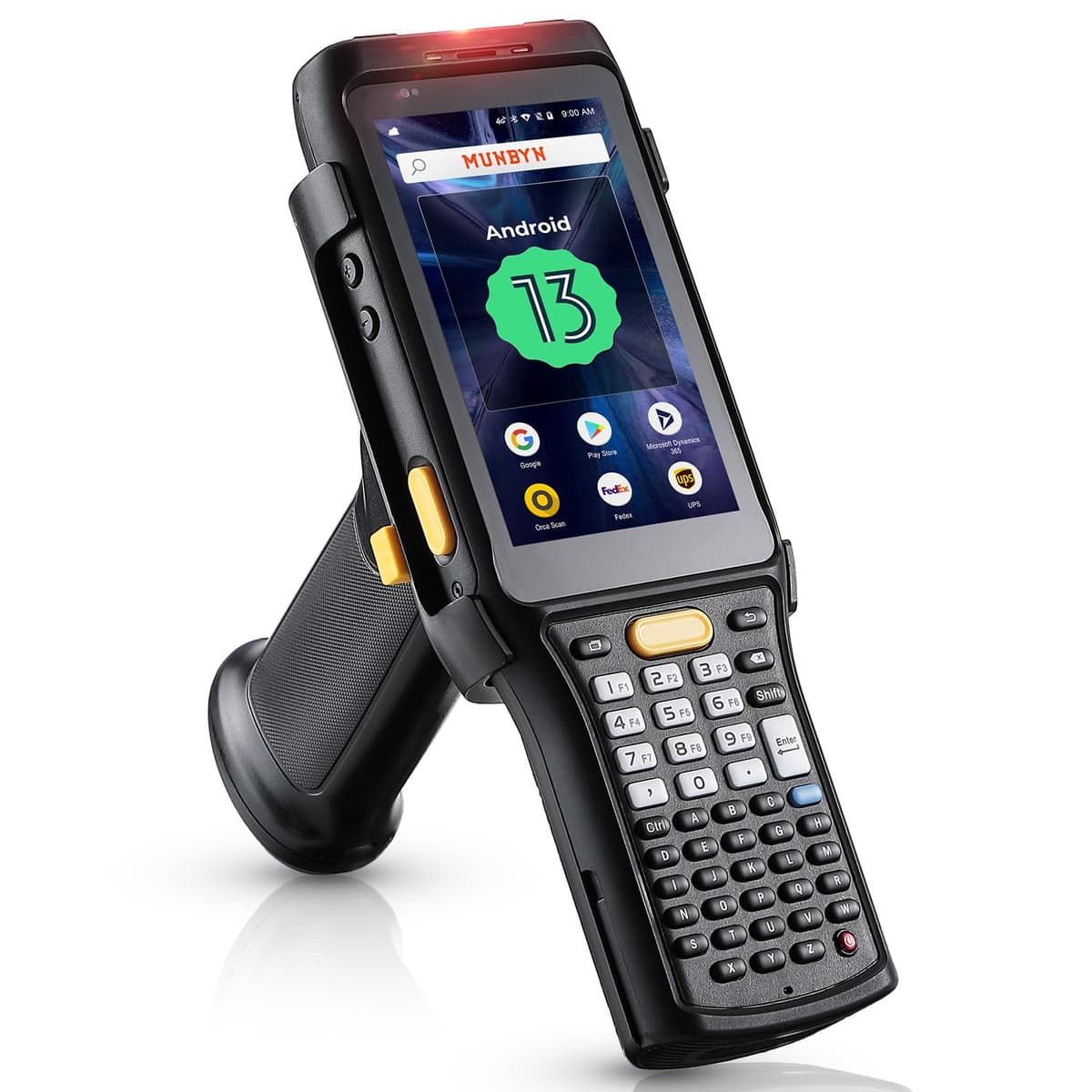 MUNBYN 088P Escáner PDA Android 13 con Zebra 4850, largo alcance, empuñadura tipo pistola, 1D/2D/QR IPDA088P