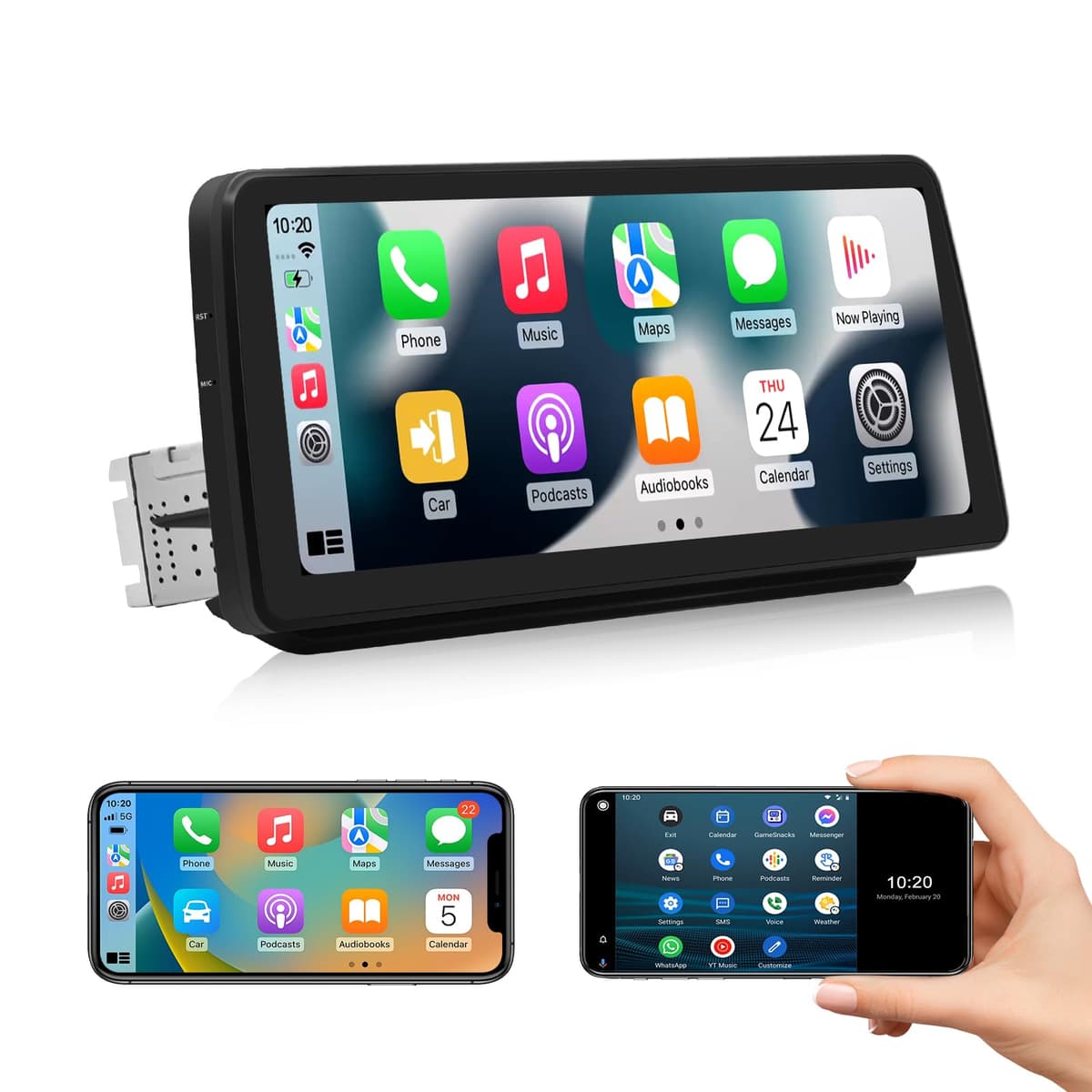 Roadanvi X12 12.3" Estéreo Android para Toyota RAV4 2019-2022 con Apple CarPlay inalámbrico, Android Auto y Pantalla QLED 1920x720