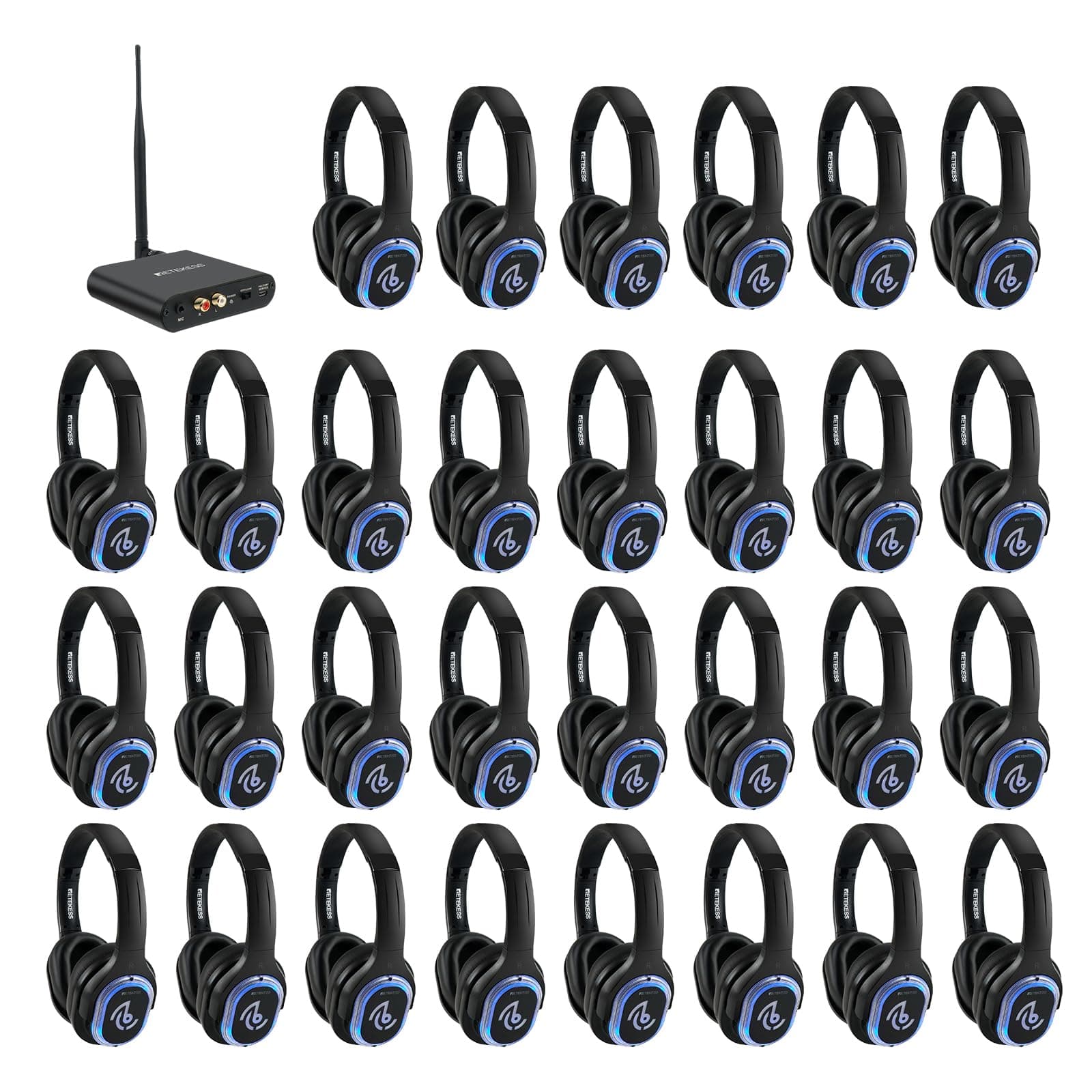 Retekess TA003 Silent Disco Headphone System - 30 Pack FF9610A-F9610B-P