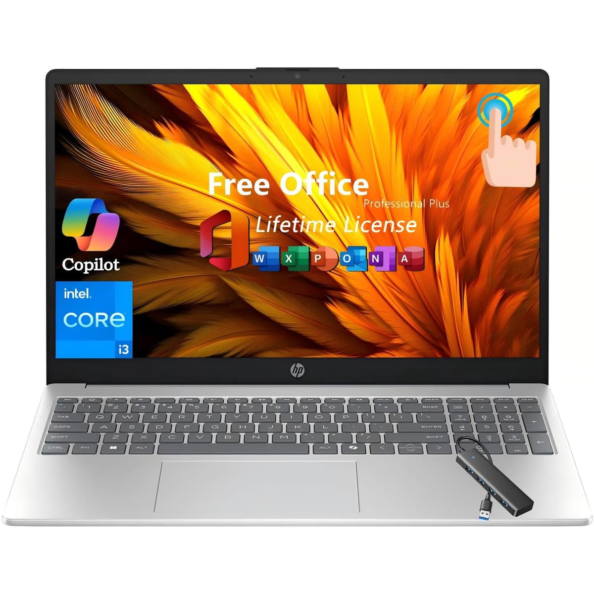 HP 2025 15.6" Laptop táctil para negocio y estudiante - Intel i3-1315U, 64GB RAM, 2TB SSD, Windows 11 Pro 15-fd0123dx