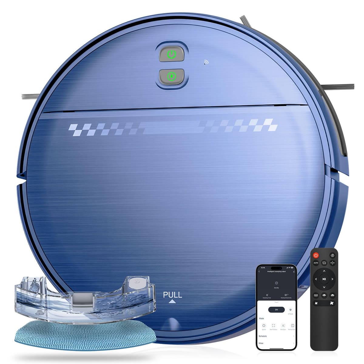 MANVN Robot Vacuum & Mop 2-en-1 con 2300Pa, Perfil 2.87'' Slim, Wi-Fi/App/Voice, Evitación 3D, Autocarga BR151 Racing Series