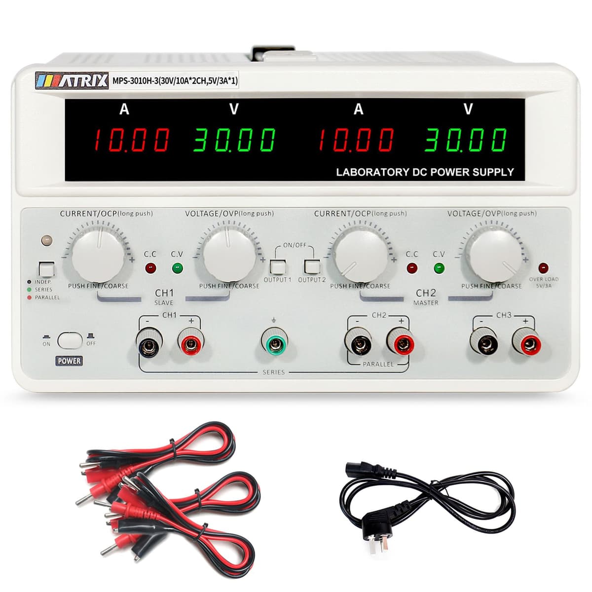 MATRIX MPS-3010H-3 Fuente DC triple salida 30V/10A, 615W, 10mV/1mA resolución, serie/paralelo
