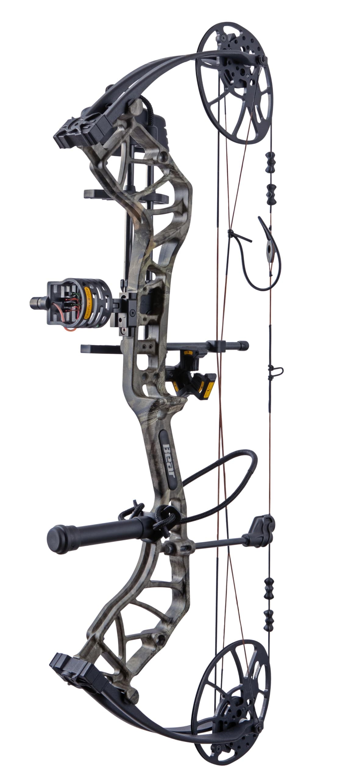 Bear Legit Maxx Arco compuesto listo para cazar, 70 lb de fuerza de tracción, para diestros, Mossy Oak Roots/Negro AV54A230R7R