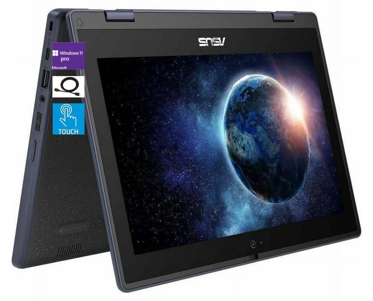 ASUS 11.6" HD táctil 2 en 1 para educación, Intel Celeron N100, 4GB RAM 1TB SSD, Wi-Fi 6, Bluetooth 5.1, resistente a derrames, recubrimiento antirreflejo, Windows 11 Pro, gris mineral Asus BR1102FGA