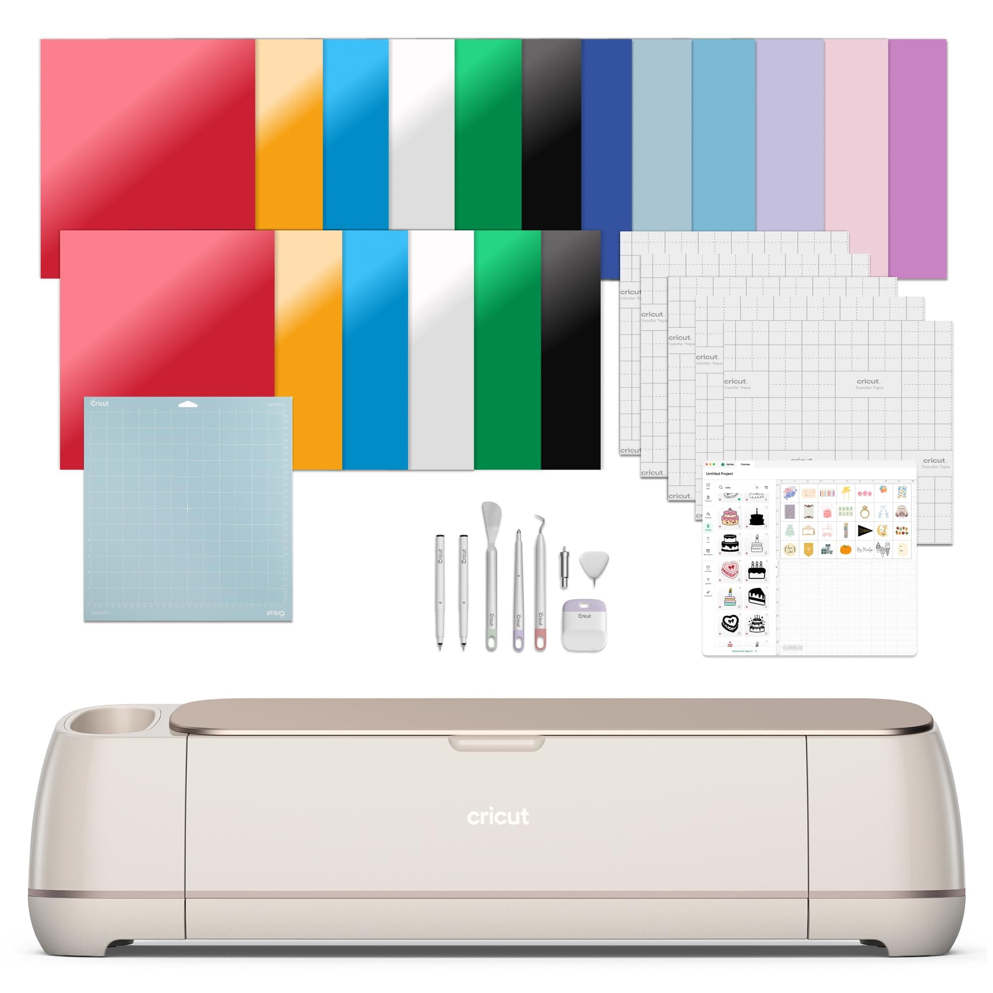 Cricut Maker 4 - Smart Cutting Machine (Seashell) | Engagement Bundle con Materiales Esenciales 8002709