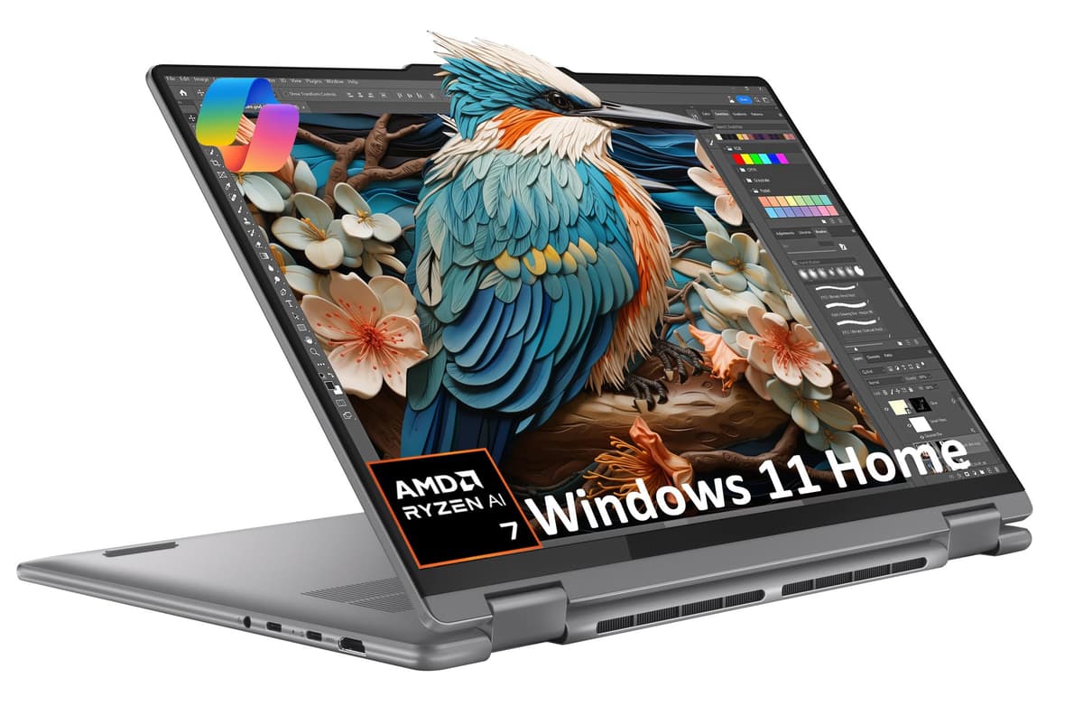 ist computers Lenovo Yoga 7 7i 2 en 1 Portátil (Pantalla táctil 16" FHD+, AMD Ryzen 7 8840HS (Mejor que i7-1355U), 16GB RAM, 1TB SSD), PC con IA, Teclado retroiluminado, Lector de huellas, Webcam IR FHD, WiFi 6E, Windows 11 Home, Gris Ártico Yoga 7 2-in-1