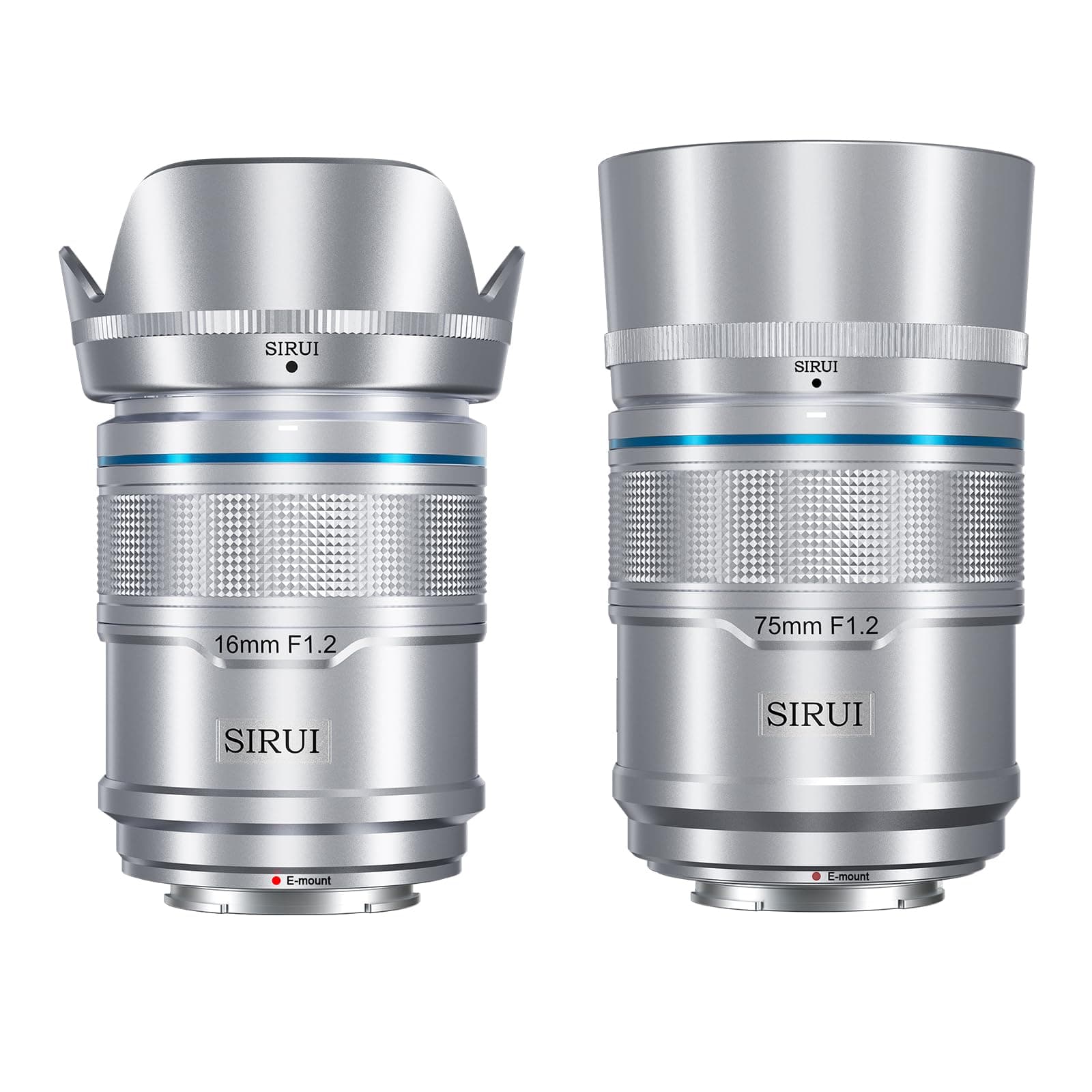 SIRUI Sniper 16mm y 75mm F1.2 Kit AF para cámaras APS-C (Mount E, Silver) AS-2S-ES-AM