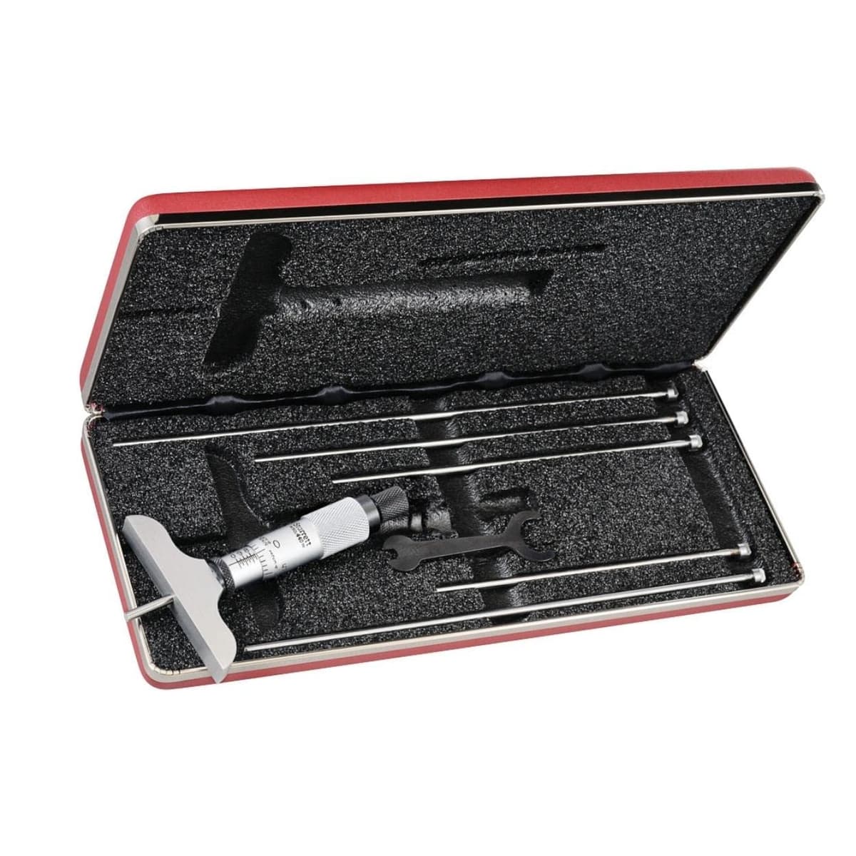 Starrett micrómetro de profundidad 440Z-6L - rango 0-6" con combinación de trinquete y acelerador, 6 barras