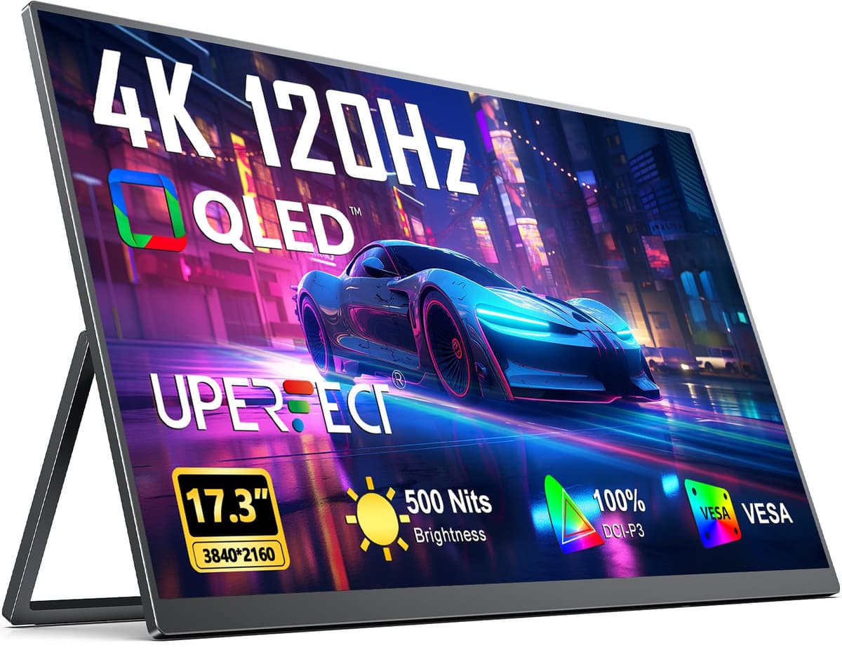 UPERFECT Monitor Portátil 17.3" 4K QLED 120Hz - 0.1ms, 500 nits, USB-C y HDMI 1130-1
