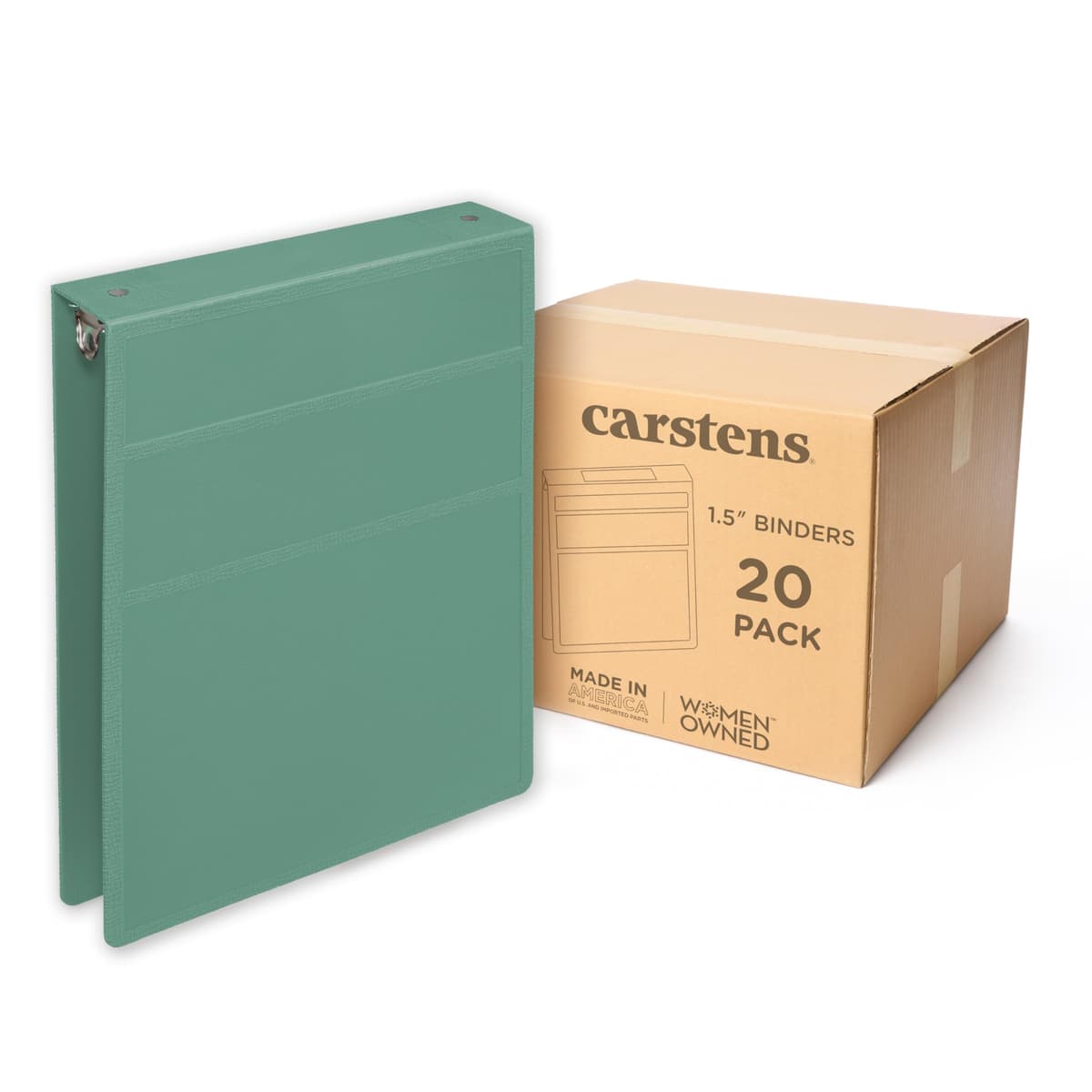 Carstens 1.5" Heavy Duty 3-Ring Binder - Top Opening, Mint, 1.5" (2060-3R) 2060-3RCS