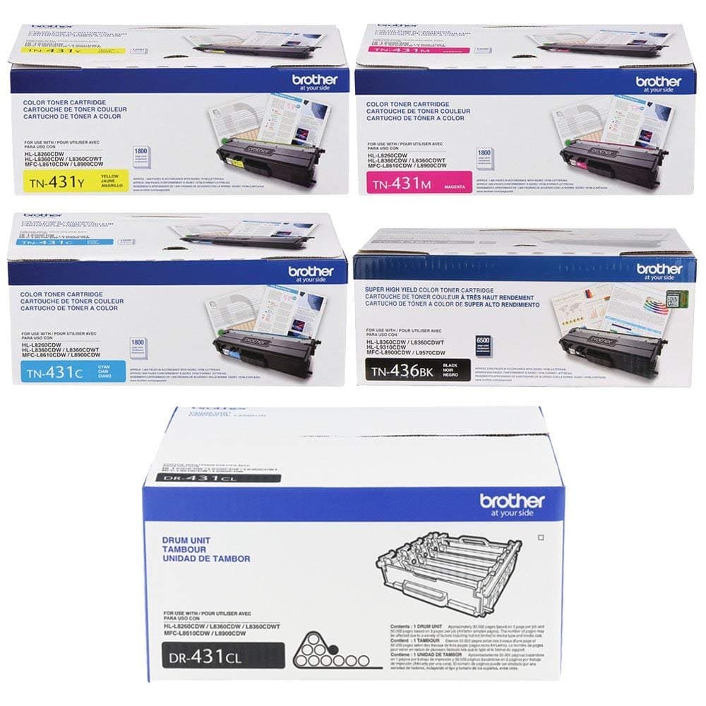 Brother MFC-L8900CDW Toner Set TN436BK + TN431CL con Unidad de Tambor DR431CL