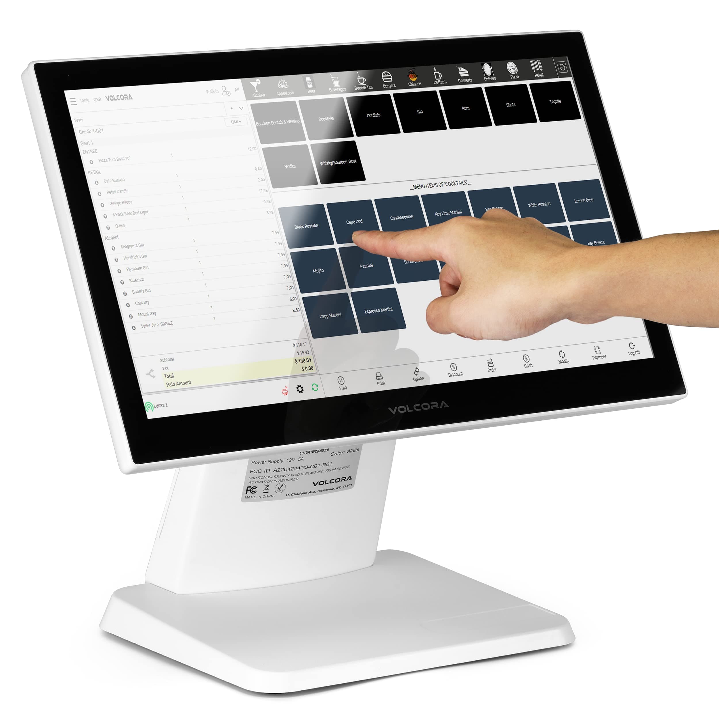 Volcora POS Terminal 15.6" Windows 11 Pro, Intel Core i5, 4GB/128GB, Blanco (Hardware) 530023