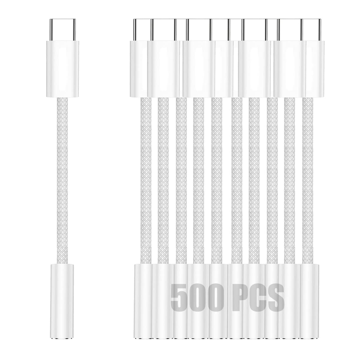 Fidioto 500 UNIDADES Adaptador USB-C a Jack de Auriculares 3.5 mm Hembra, Cable Dongle AUX Compatible con iPhone 16/15 Pro Max 16/15 Pro 16/15, Samsung Galaxy S24/S23/S22/S21 Ultra, iPad Pro